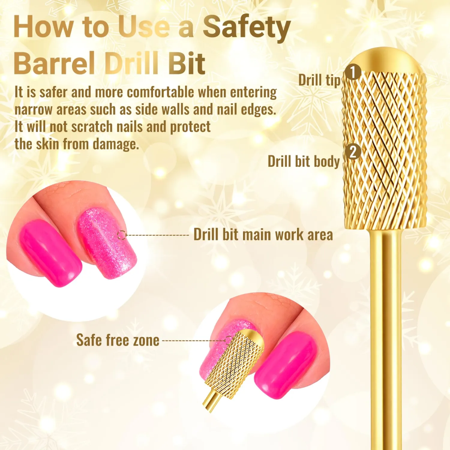 3PCS Gel Remover Drill Bit Safety Carbide Nail Drill-Bit Professional Electric Nail Drill-Bits Smooth Round Top Large Barrel Bits Safety Drill-Bit Tech Cuticle Bit Fast Remove for Remove Acrylic Nails