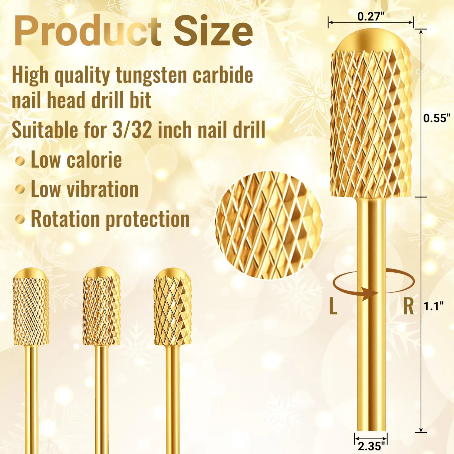 3PCS Gel Remover Drill Bit Safety Carbide Nail Drill-Bit Professional Electric Nail Drill-Bits Smooth Round Top Large Barrel Bits Safety Drill-Bit Tech Cuticle Bit Fast Remove for Remove Acrylic Nails