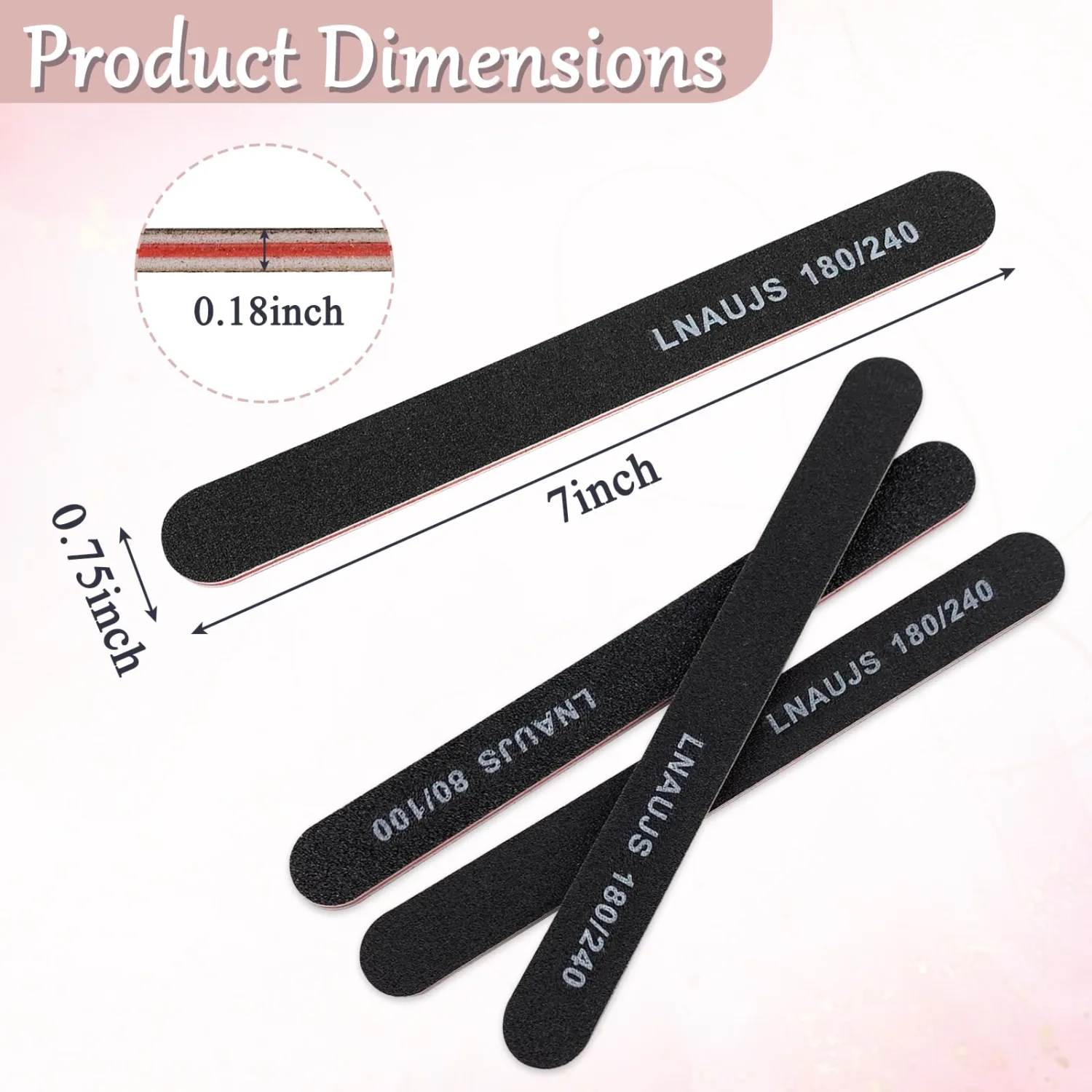 LNAUJS 24 Pack 80/100 and 180/240 Grit Nail Files, Black Professional Reusable Emery Boards Nail File, Manicure Tool Suitable for Both Acrylic and Natural Nails