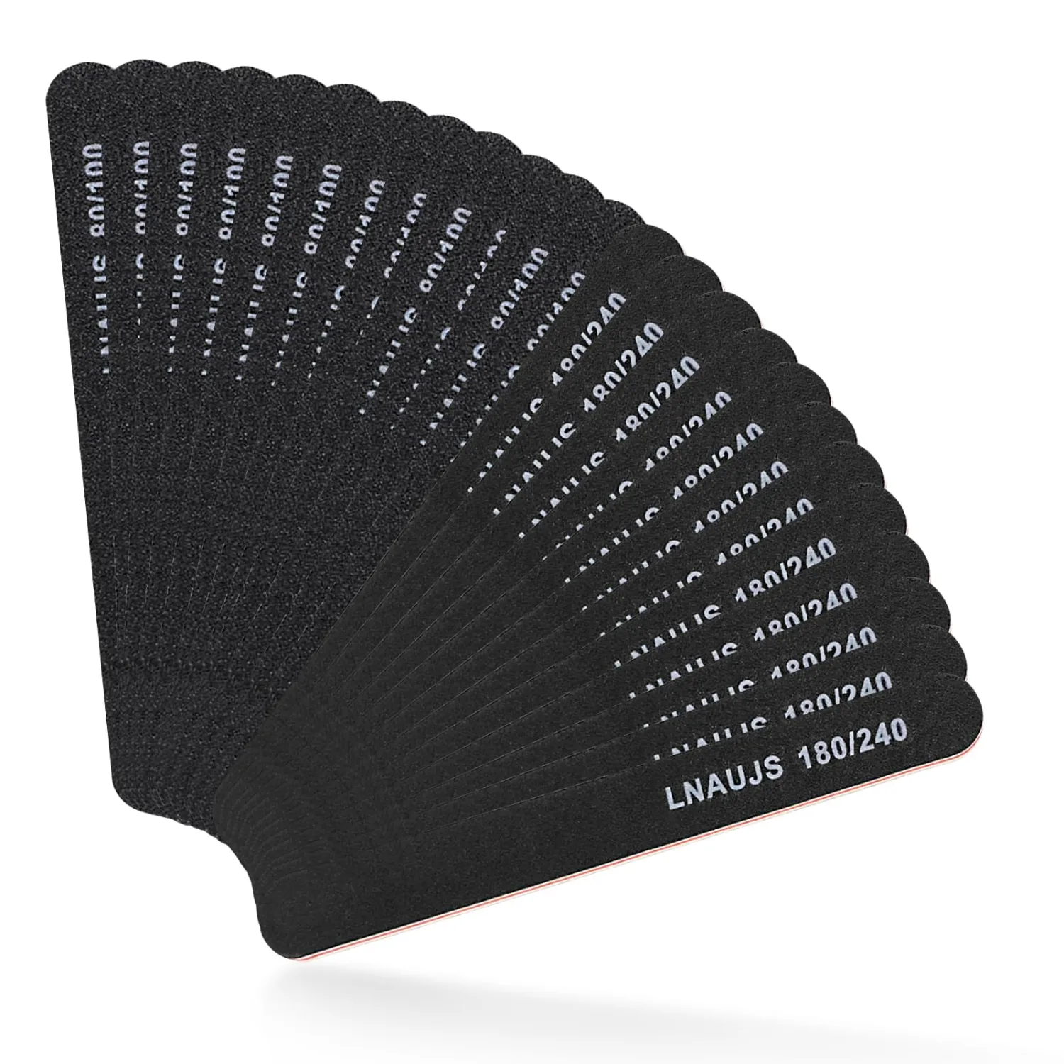 LNAUJS 24 Pack 80/100 and 180/240 Grit Nail Files, Black Professional Reusable Emery Boards Nail File, Manicure Tool Suitable for Both Acrylic and Natural Nails