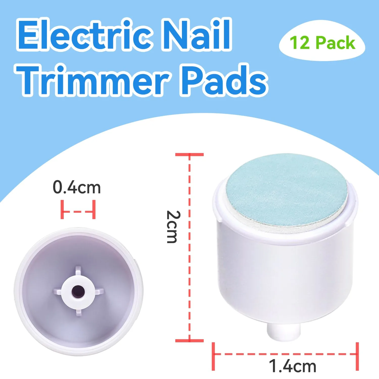 Electric Nail Trimmer Replacement Pads, 12 Packs Baby Nail File Grinding Heads Compatible with Frida Baby Nail File (Orange: 0-3M, Yellow: 3-6M; Green: 6-12M; Blue: 12+M Babies)