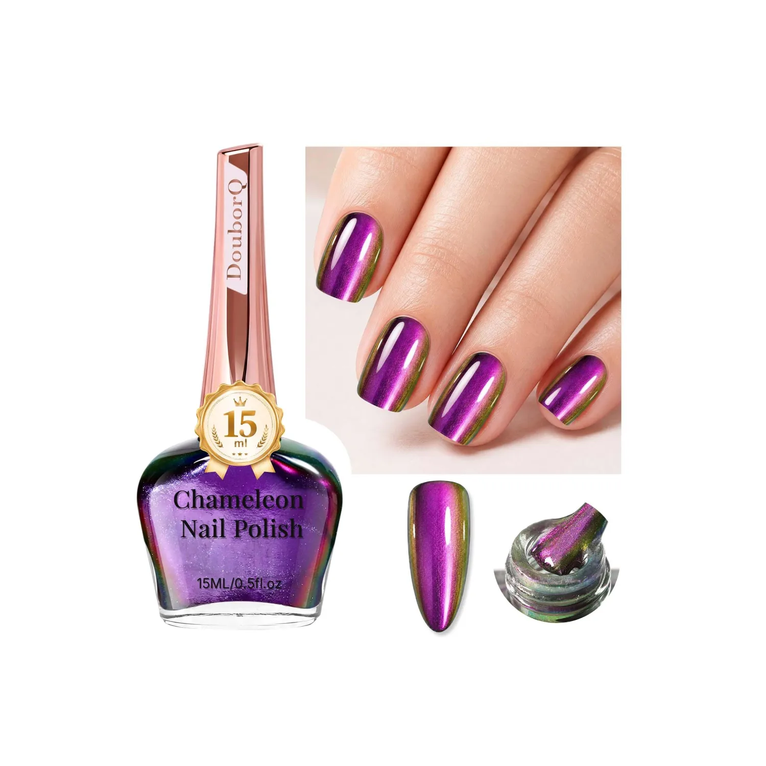 DouborQ Quick Drying Shifting Chameleon Nail Polish,Blue to Purple,15ml