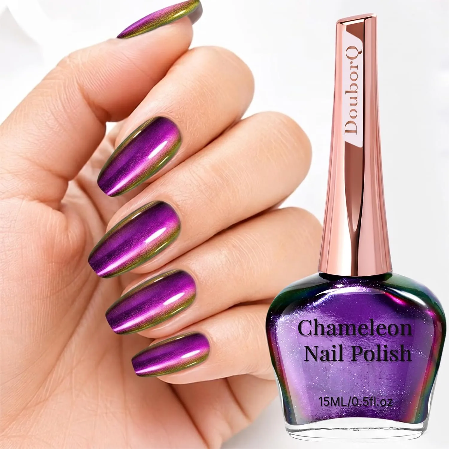DouborQ Quick Drying Shifting Chameleon Nail Polish,Blue to Purple,15ml