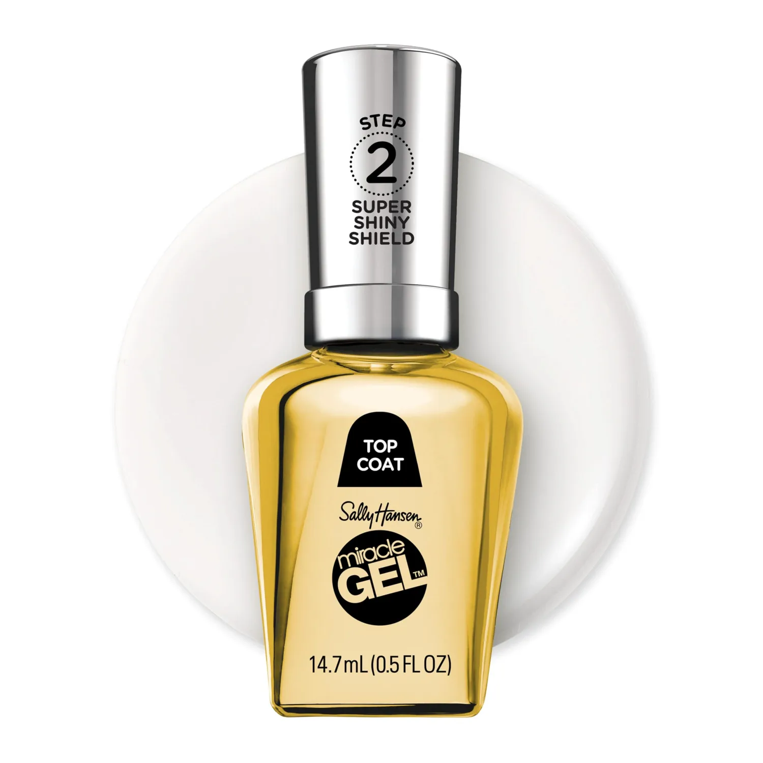 Sally Hansen Miracle Gel Nail Polish Super Shiny Shield Top Coat | Salon Quality, Gel-Like Formula, Two-Step System, No UV Light Needed, Long Lasting | Sheer, Glossy