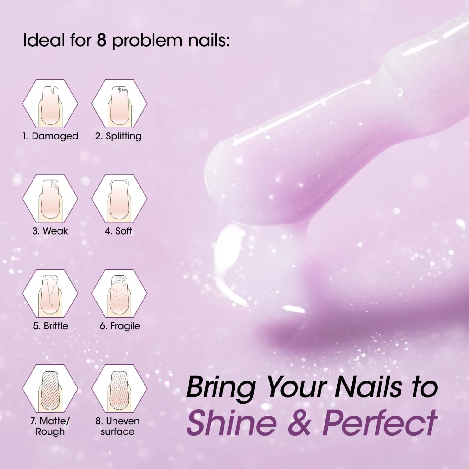 GELLEN PRO BIO Active Shine Nail Polish, Nail Strengthener One-Step Care