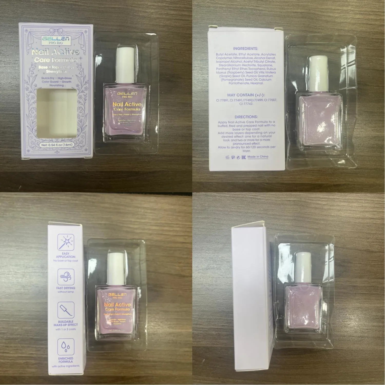 GELLEN PRO BIO Active Shine Nail Polish, Nail Strengthener One-Step Care