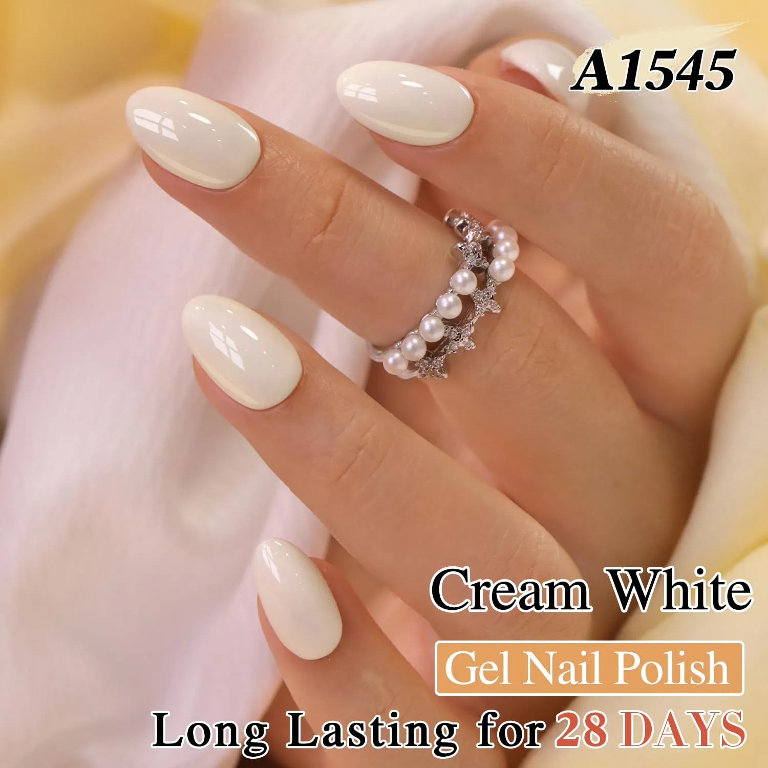 Double Rhythm 0.5 Oz Gel Nail Polish Neutral Natural Same Color Same Bottle Translucent Light Milky Pastel 15ML Manicure French Design Art DIY at Home (Cream White-A1545)