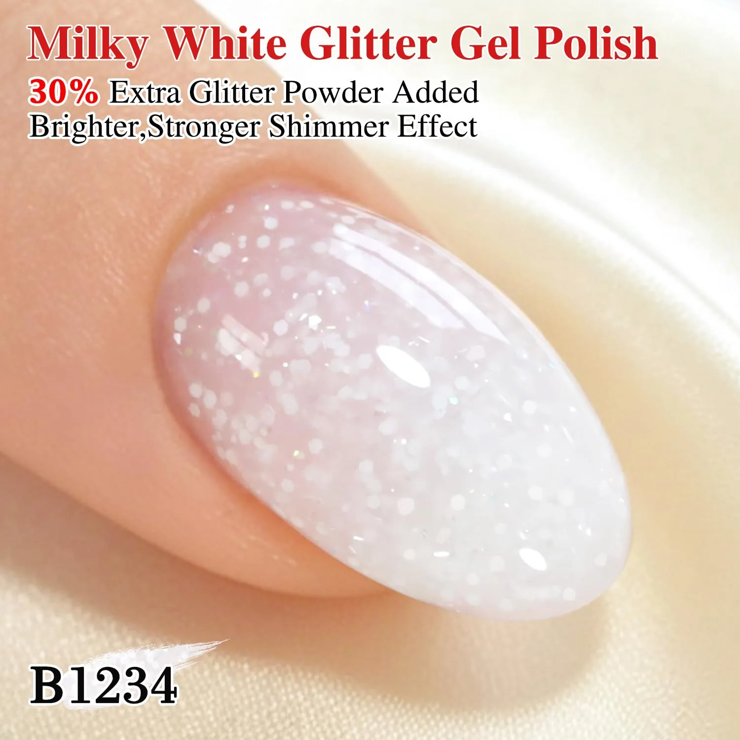 Double Rhythm 0.5 Oz Glitter Gel Nail Polish Natural Same Color Same Bottle Translucent Light Milky Pastel 15ML Manicure French Design Art DIY at Home (Diamond Snowflake-B1234)