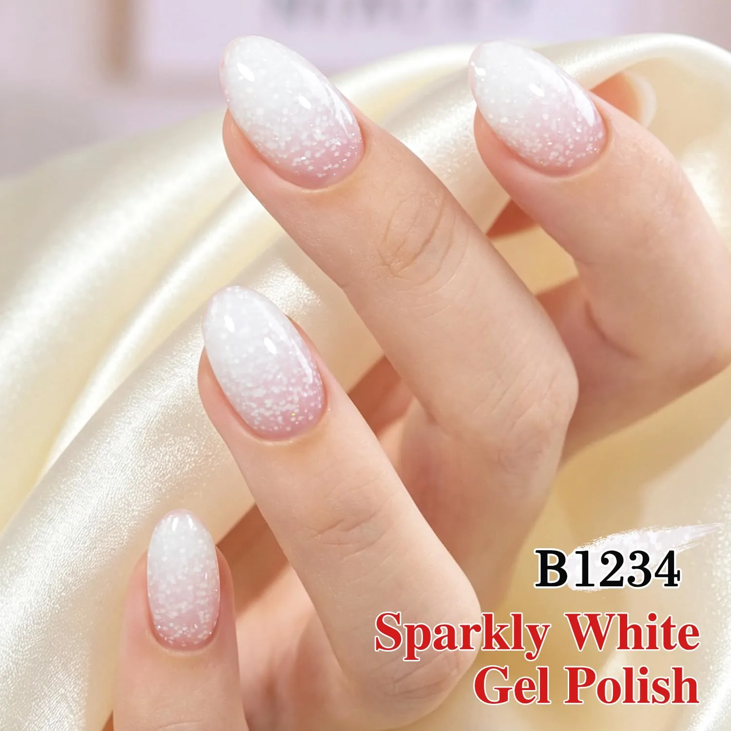 Double Rhythm 0.5 Oz Glitter Gel Nail Polish Natural Same Color Same Bottle Translucent Light Milky Pastel 15ML Manicure French Design Art DIY at Home (Diamond Snowflake-B1234)