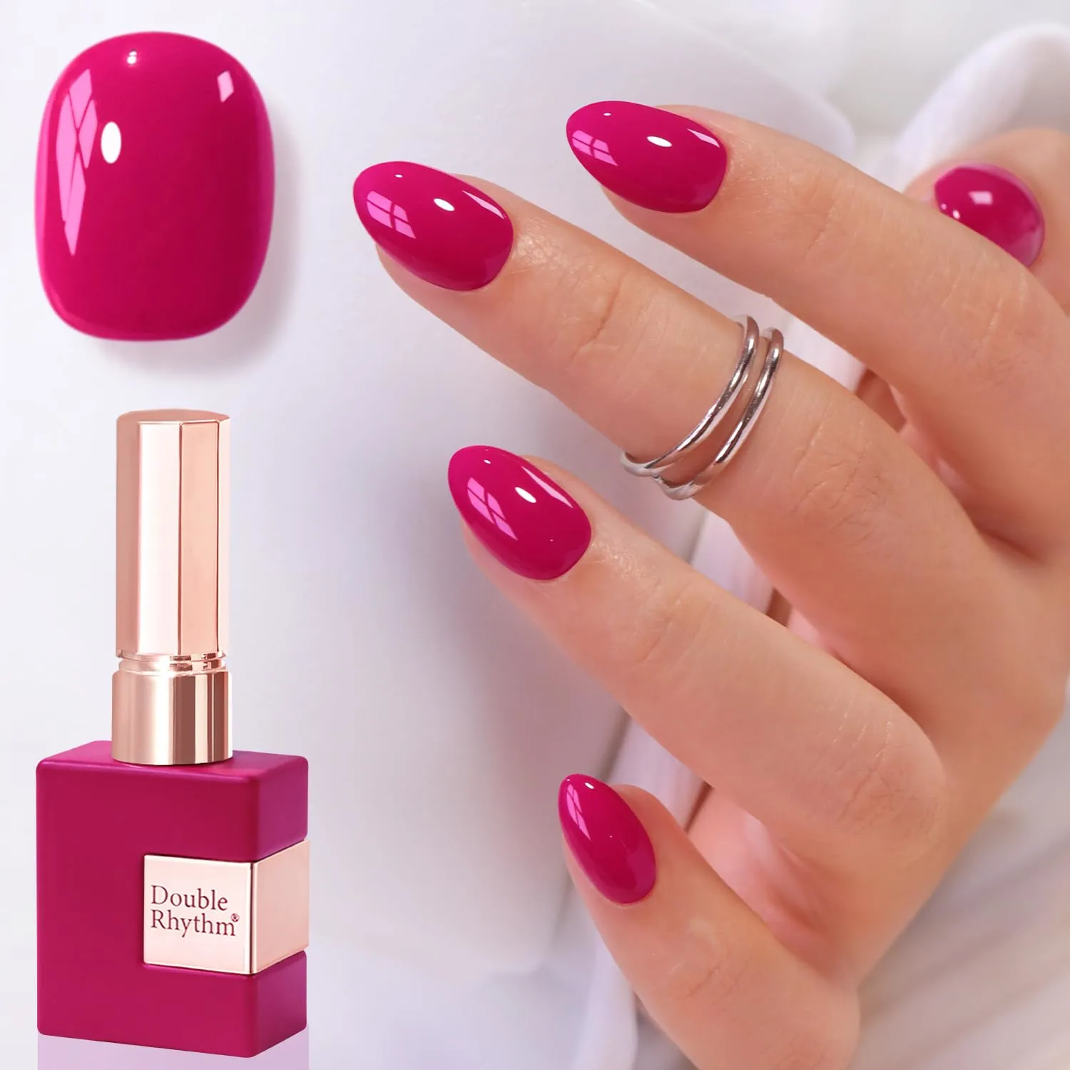 Double Rhythm 0.5 Oz Gel Nail Polish Neutral Natural Same Color Same Bottle Translucent Light Milky Pastel 15ML Manicure French Design Art DIY at Home (Rose Pink-A1338)
