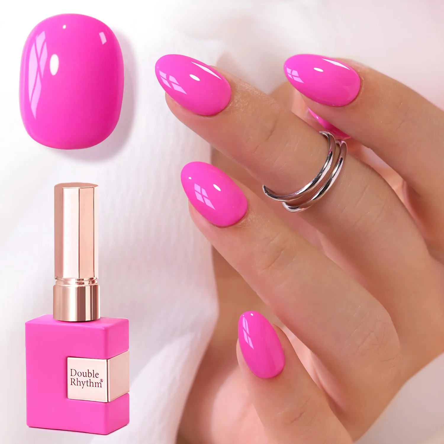 Double Rhythm 0.5 Oz Gel Nail Polish Neutral Natural Same Color Same Bottle Translucent Light Milky Pastel 15ML Manicure French Design Art DIY at Home (Bright Pink-A1573)