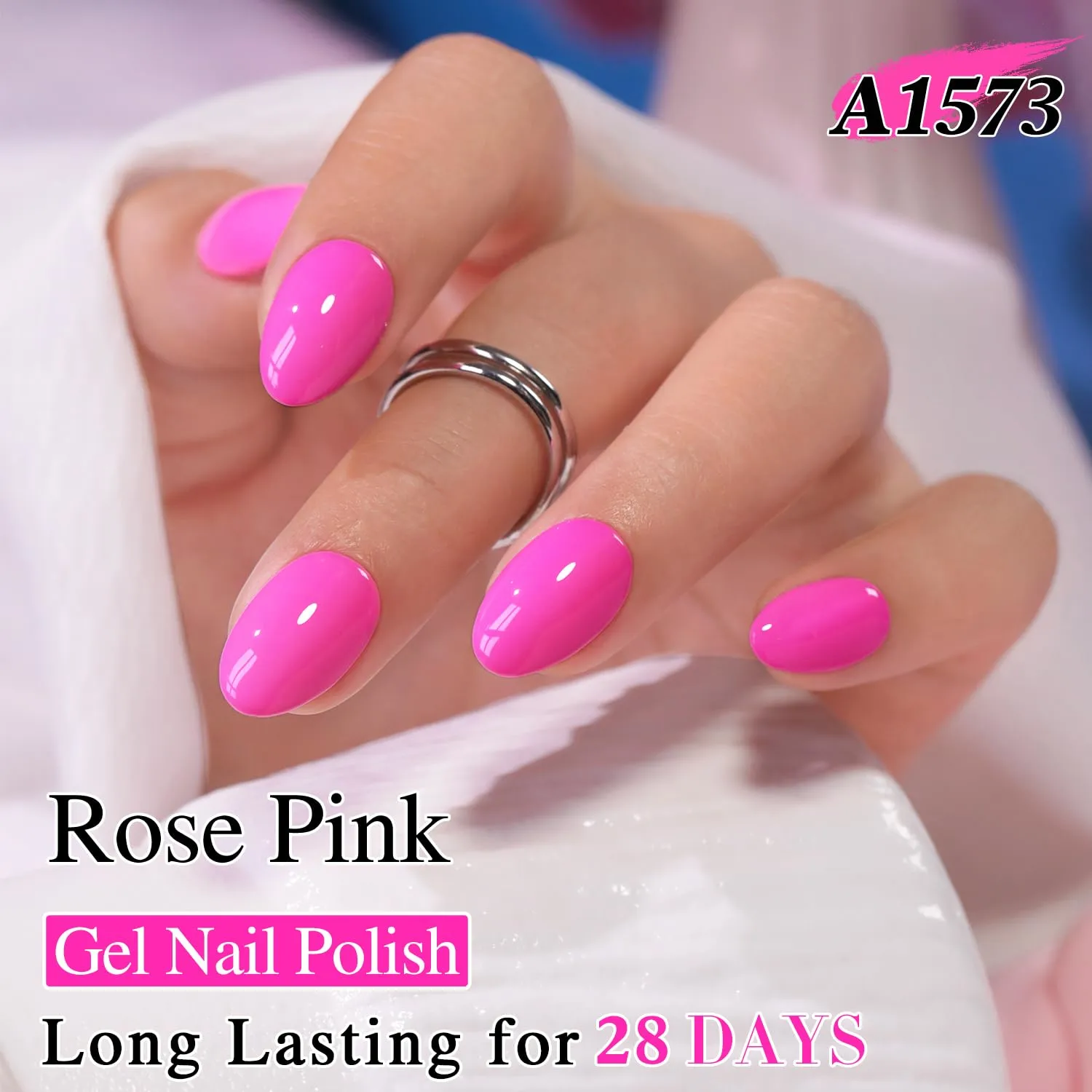 Double Rhythm 0.5 Oz Gel Nail Polish Neutral Natural Same Color Same Bottle Translucent Light Milky Pastel 15ML Manicure French Design Art DIY at Home (Bright Pink-A1573)