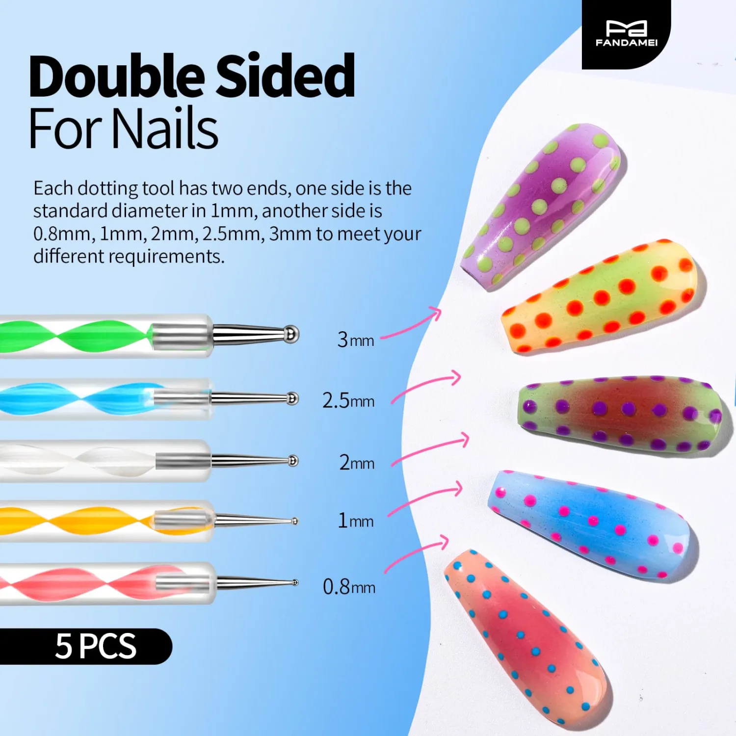 FANDAMEI Nail Art Kit With Nail Stand, Nail Art Tools, Nail Design Tools, Nail Brush, Nail Holder For Painting Nails, Nail Art Brushes, Nail Dotting Tool, Nail Tools For Nail Art, White