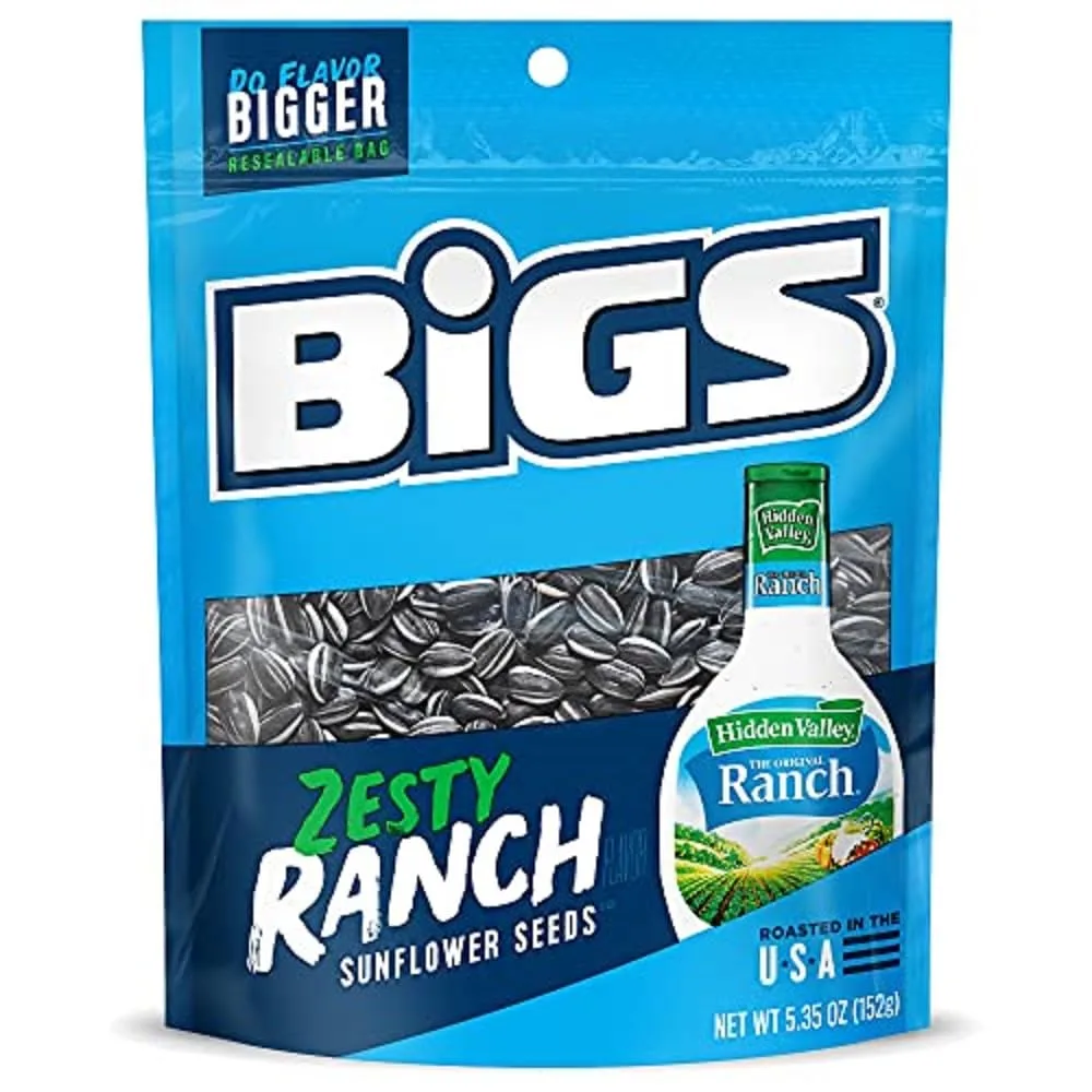 BIGS Sunflower Seeds, Hidden Valley Zesty Ranch Flavor, 5.35 oz.