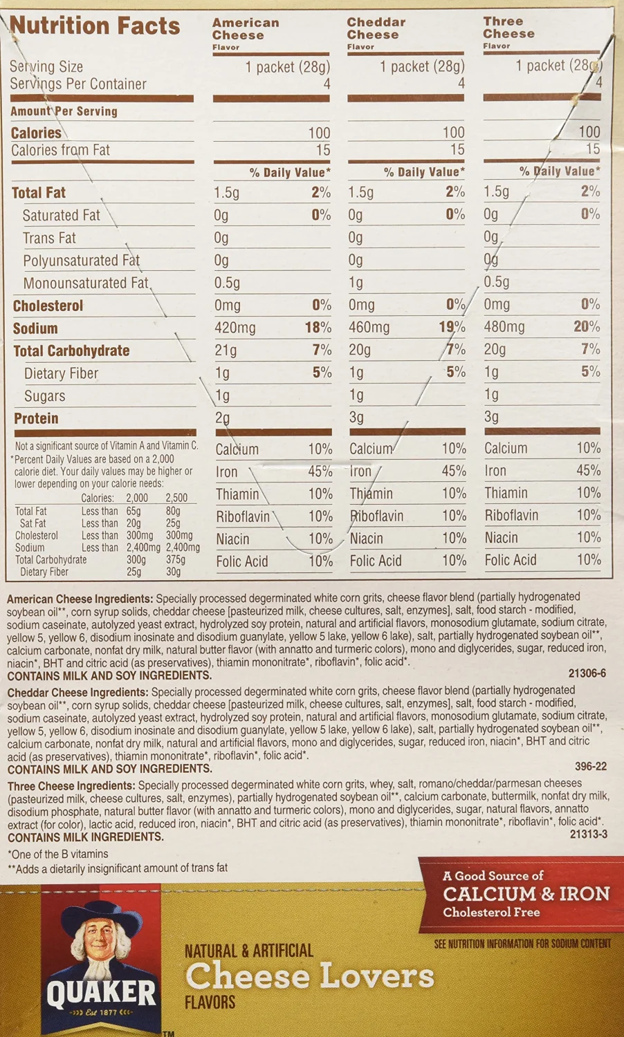 Quaker Instant Grits Cheese Lovers, Variety Pack, 12 Packets