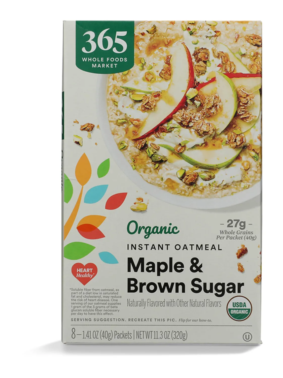 365 by Whole Foods Market, Organic Maple & Brown Sugar Instant Oatmeal Packets, 1.41 Ounce (Pack of 8)