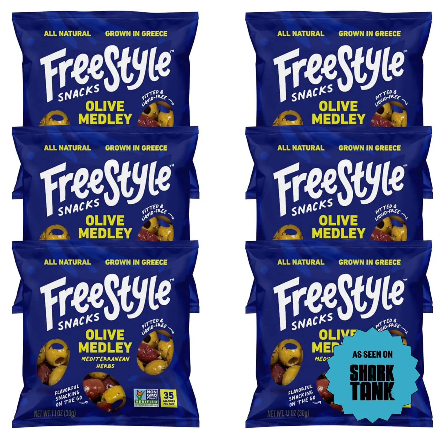 Freestyle Snacks - Olive Snack Packs - Mediterranean Herb (1.1oz, 6 Pack)