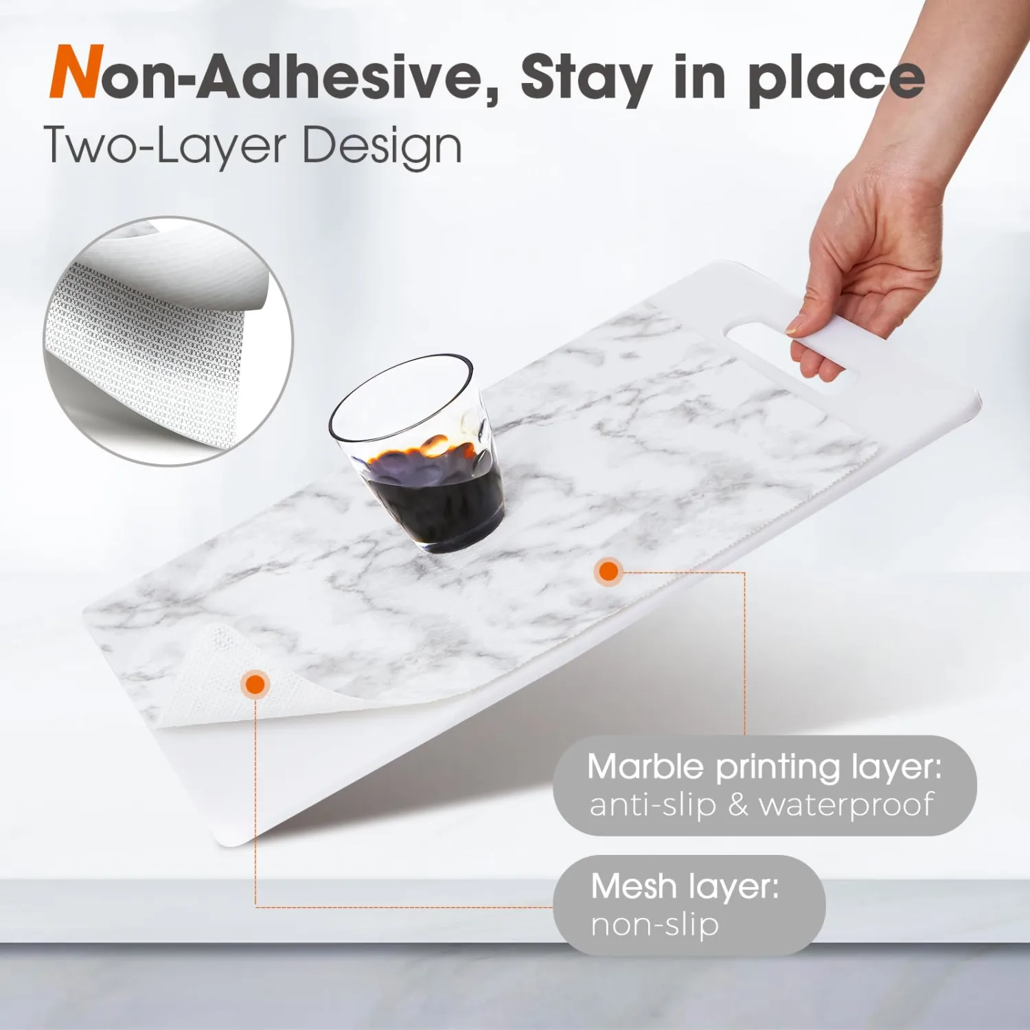 Drawer and Shelf Liner for Kitchen Cabinets, Marble, 12IN X 10FT