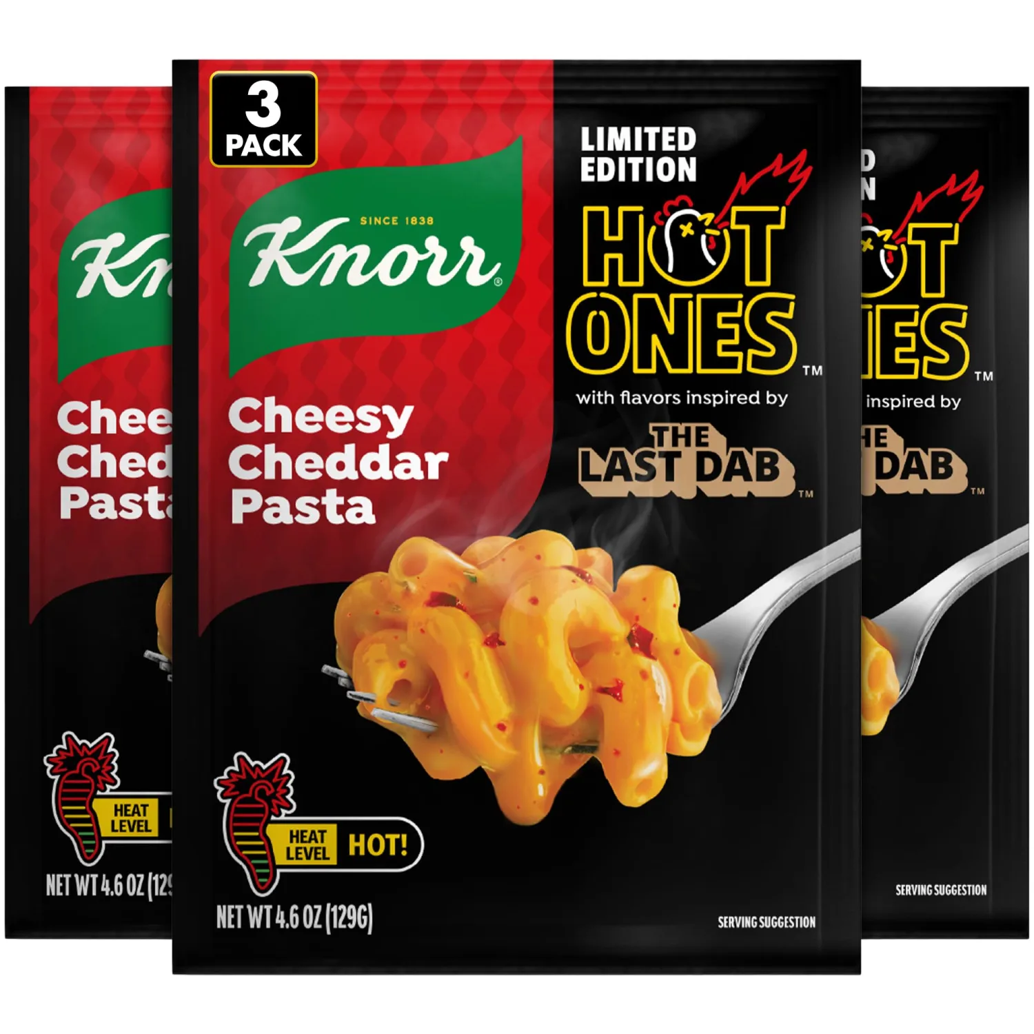 Knorr Pasta Sides, Hot Ones Cheesy Cheddar Pasta, 3-Pack, 4.6 Oz Ea