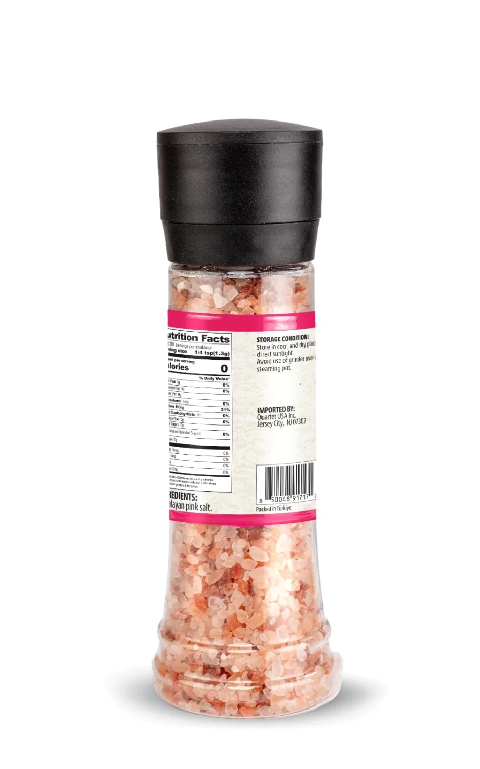 Bake & Tango Natural Himalayan Pink Sea Salt with Grinder, High-Tech Grinder Artisan Himalayan Pink Salt for Cooking, Seasoning, Grilling & Baking, No Preservatives or Additives, 12.88 oz
