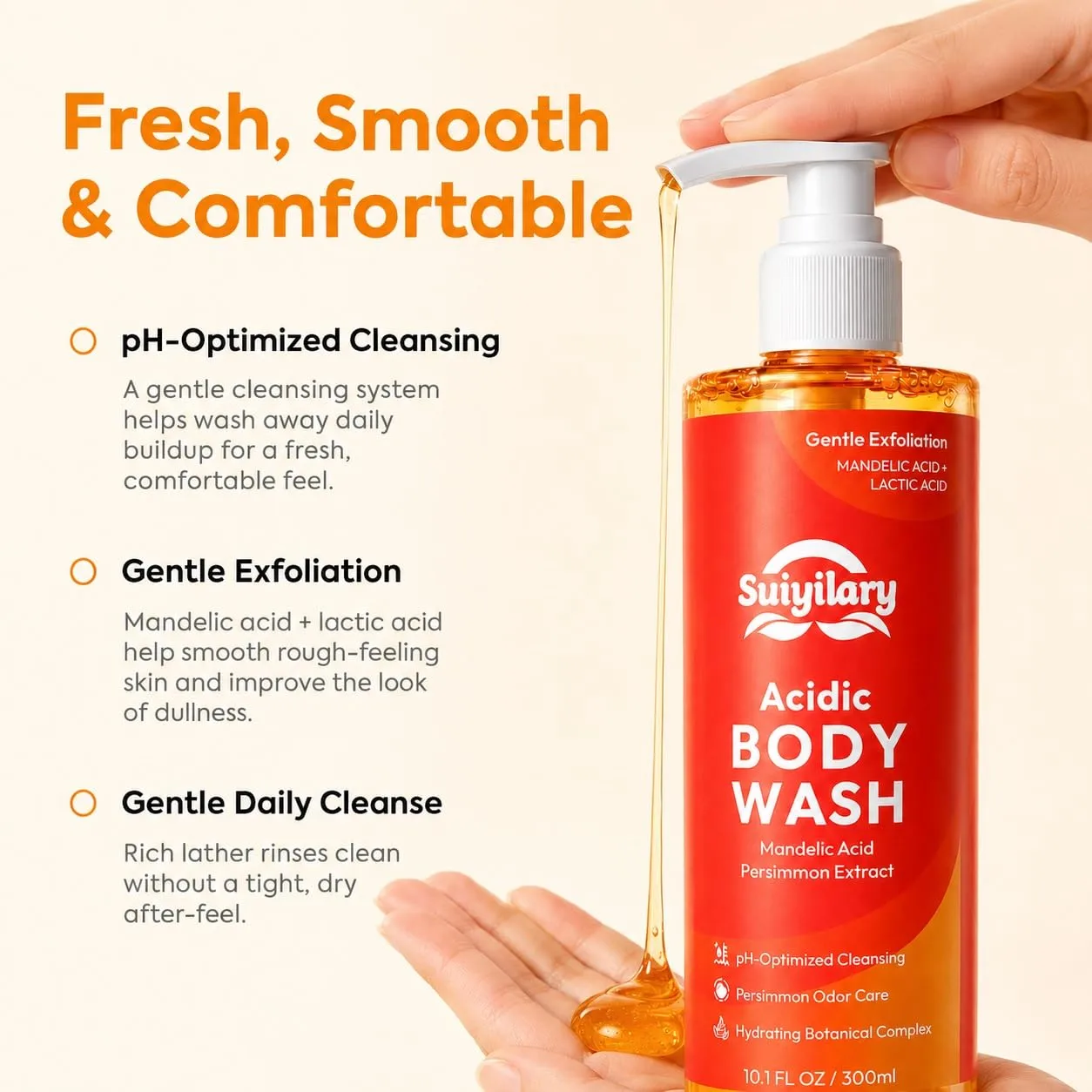 Acidic Body Wash with Mandelic Acid & Persimmon Extract, 10.1 Fl Oz