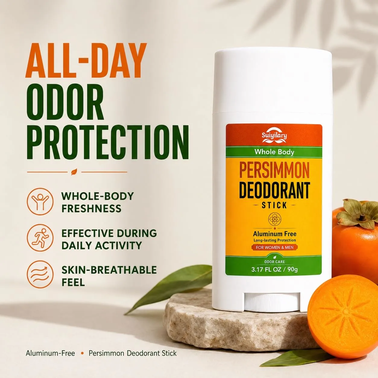 Persimmon Deodorant Stick for Women and Men 3.17 Fl Oz / 90 g