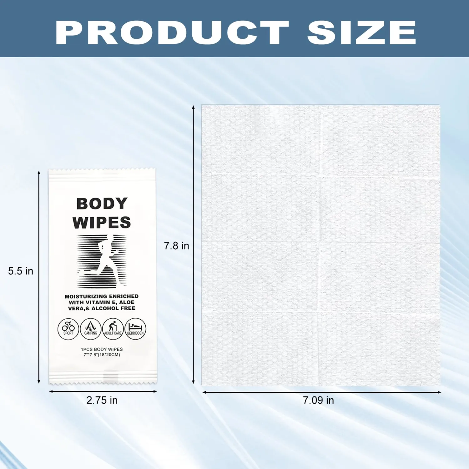 50 Body Wipes Individually Wrapped Face and Body Wipes for Women and Men