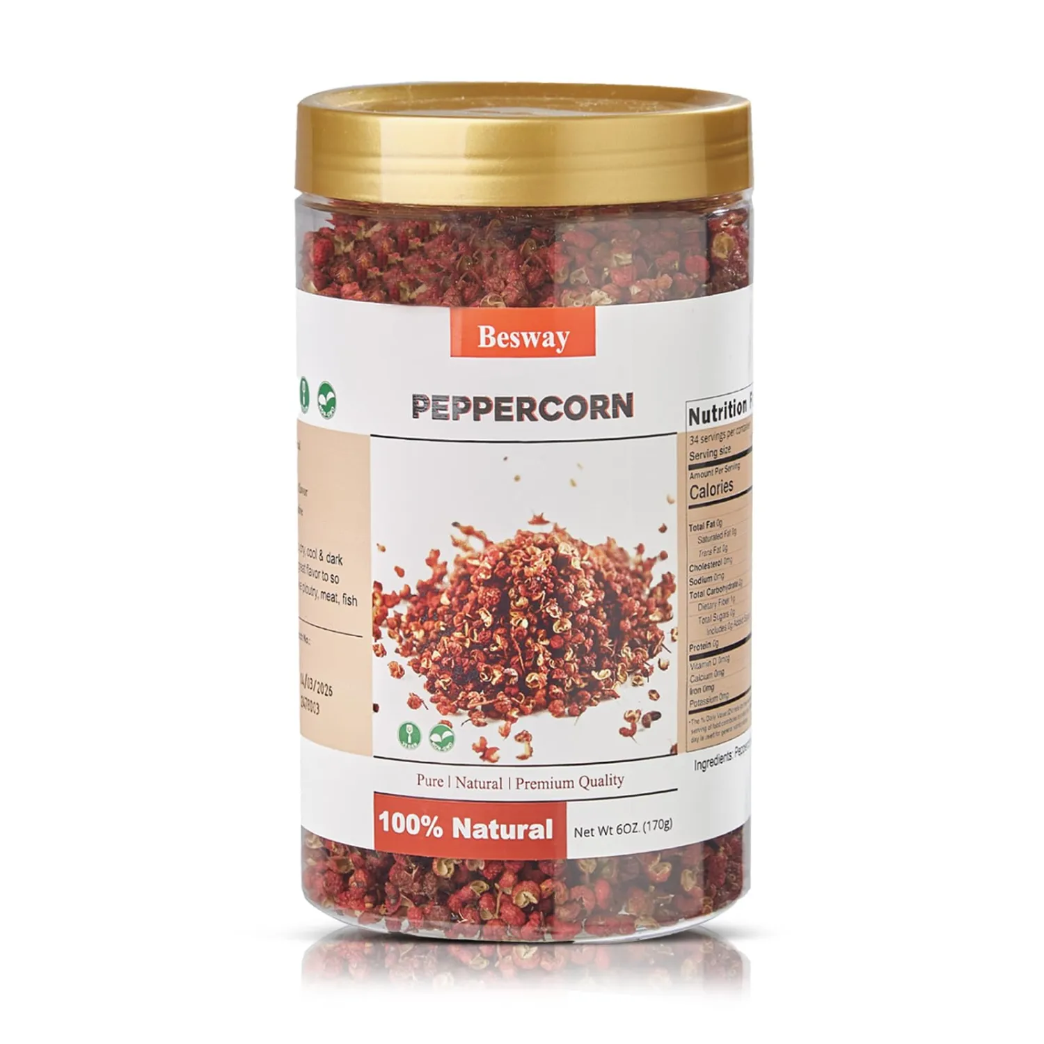 Besway Chinese Sichuan Peppercorns 6 oz (170 g) Whole Peppercorns