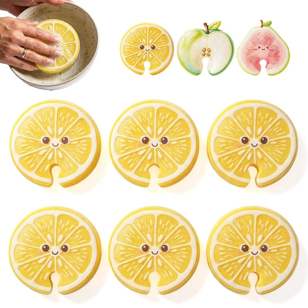 Non Scratch Scrub Sponge, Cellulose Kitchen Dish Sponge (6, B)