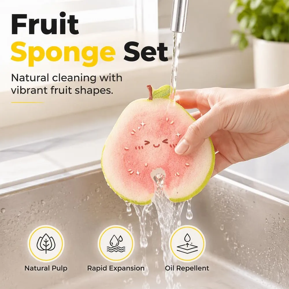 Non Scratch Scrub Sponge, Cellulose Kitchen Dish Sponge (6, B)