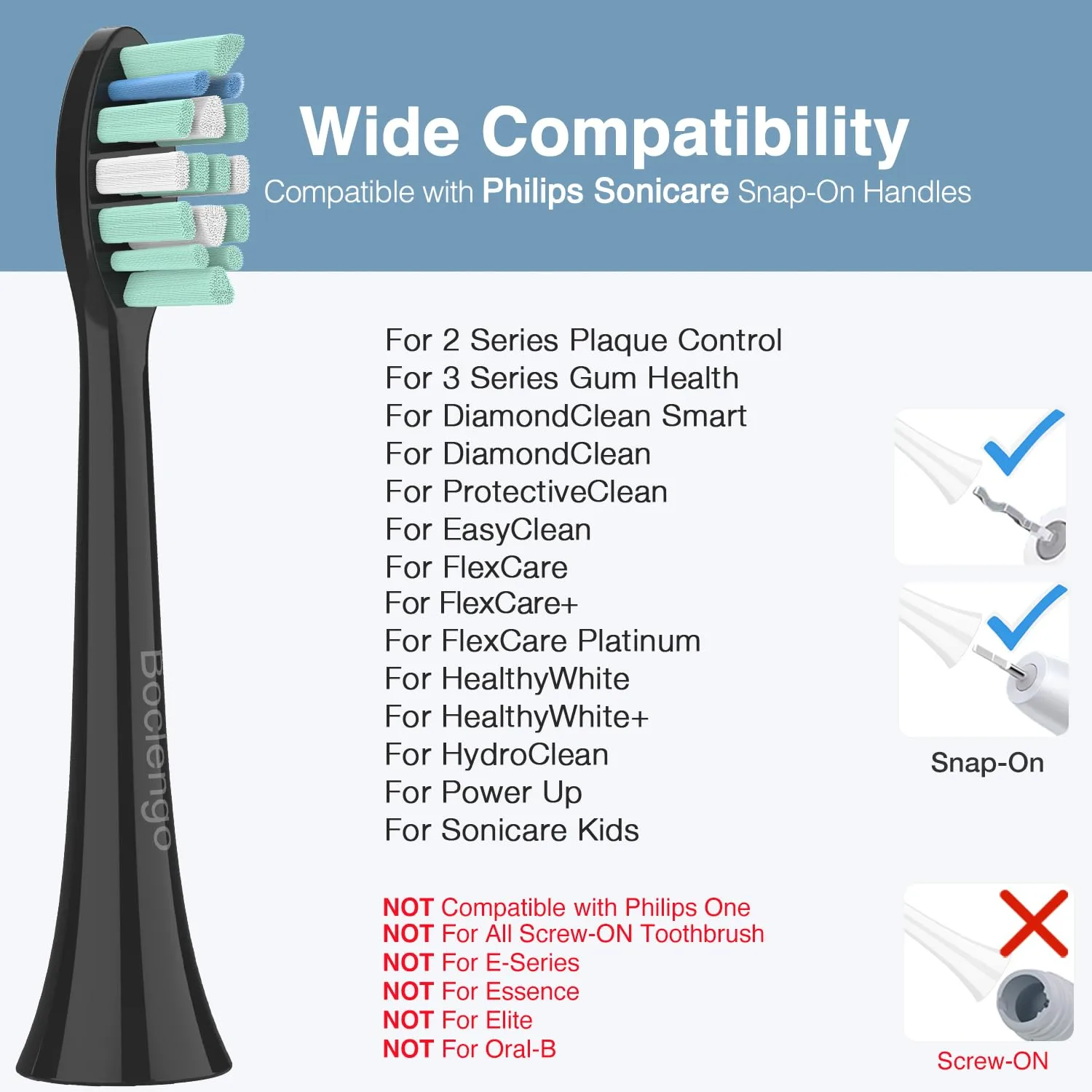 Replacement Toothbrush Heads for Philips Sonicare Replacement Heads Black, Electric Replacement Brush Head Compatible with Phillips Sonicare Toothbrush, for Philips Sonic Care Brush,10 Pcs,Black