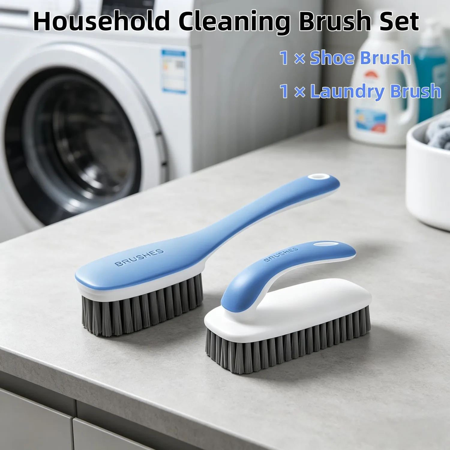 2 Pack Soft Bristle Cleaning Brushes Scrub Brush for Stains Laundry Brush