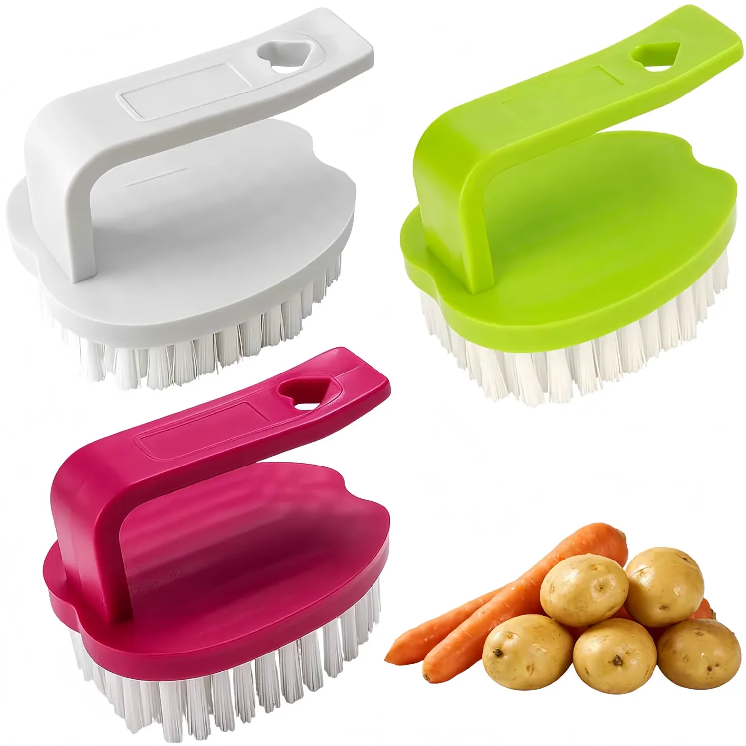 Vegetable Scrubber Brush -3 Pack Fruit and Vegetable Brushes Stiff Bristles