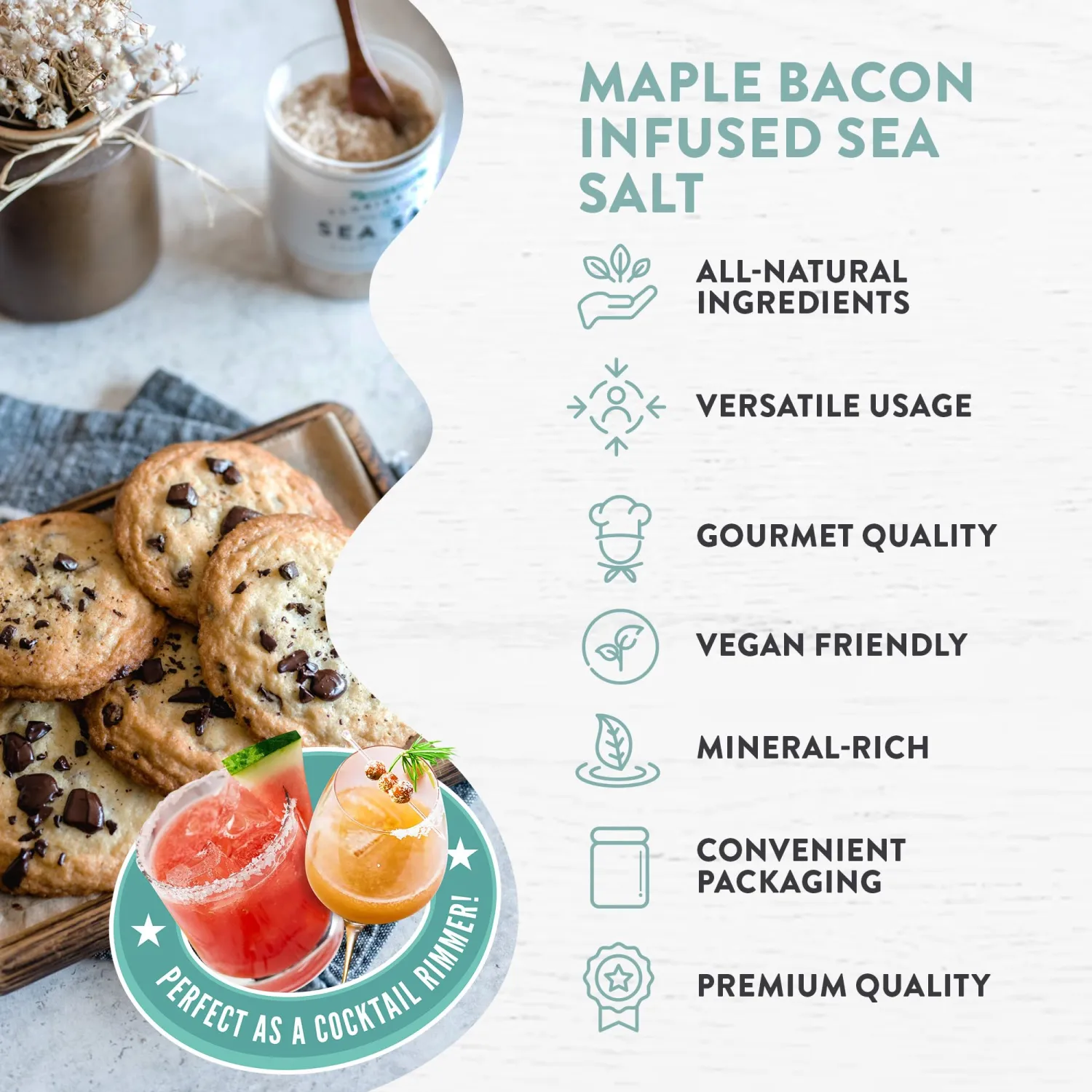 Maple Bacon Sea Salt 80+ Mineral Natural Flaky Sea Salt 1.75Oz
