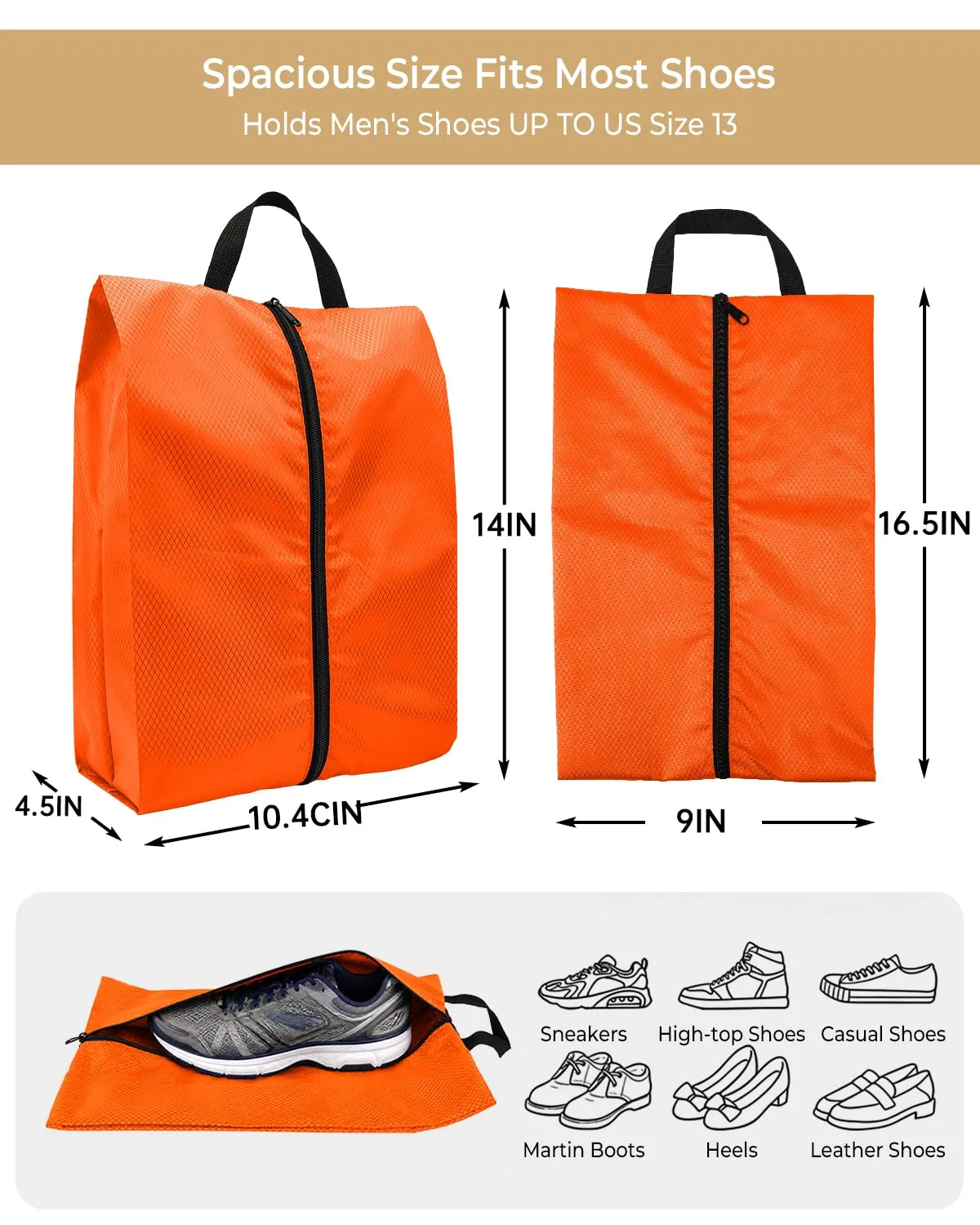 Teskyer Shoe Bags for Travel, 6 Pack Shoe Organizer with Zipper Closure