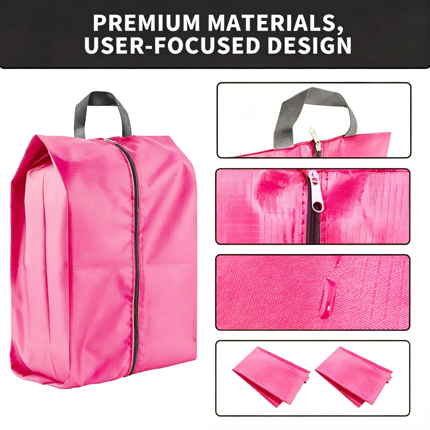 1 Pack Shoe Bags, Reusable Waterproof Shoe Bag for Travel, Gym, Sneaker Storage, Packing in Suitcase (1, Pink)