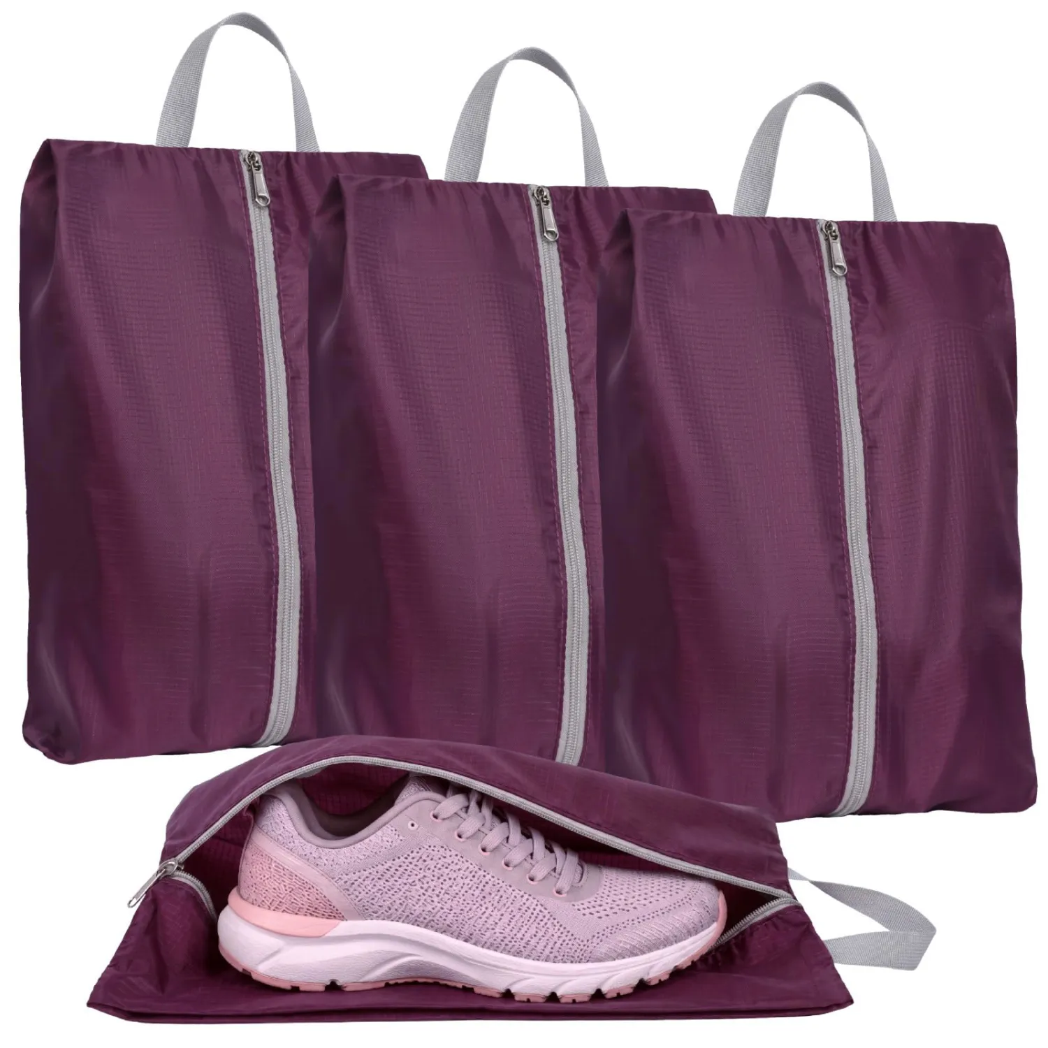 Cambond Shoe Bags for Travel - 4 Pack Travel Shoe Bags for Suitcase Purple