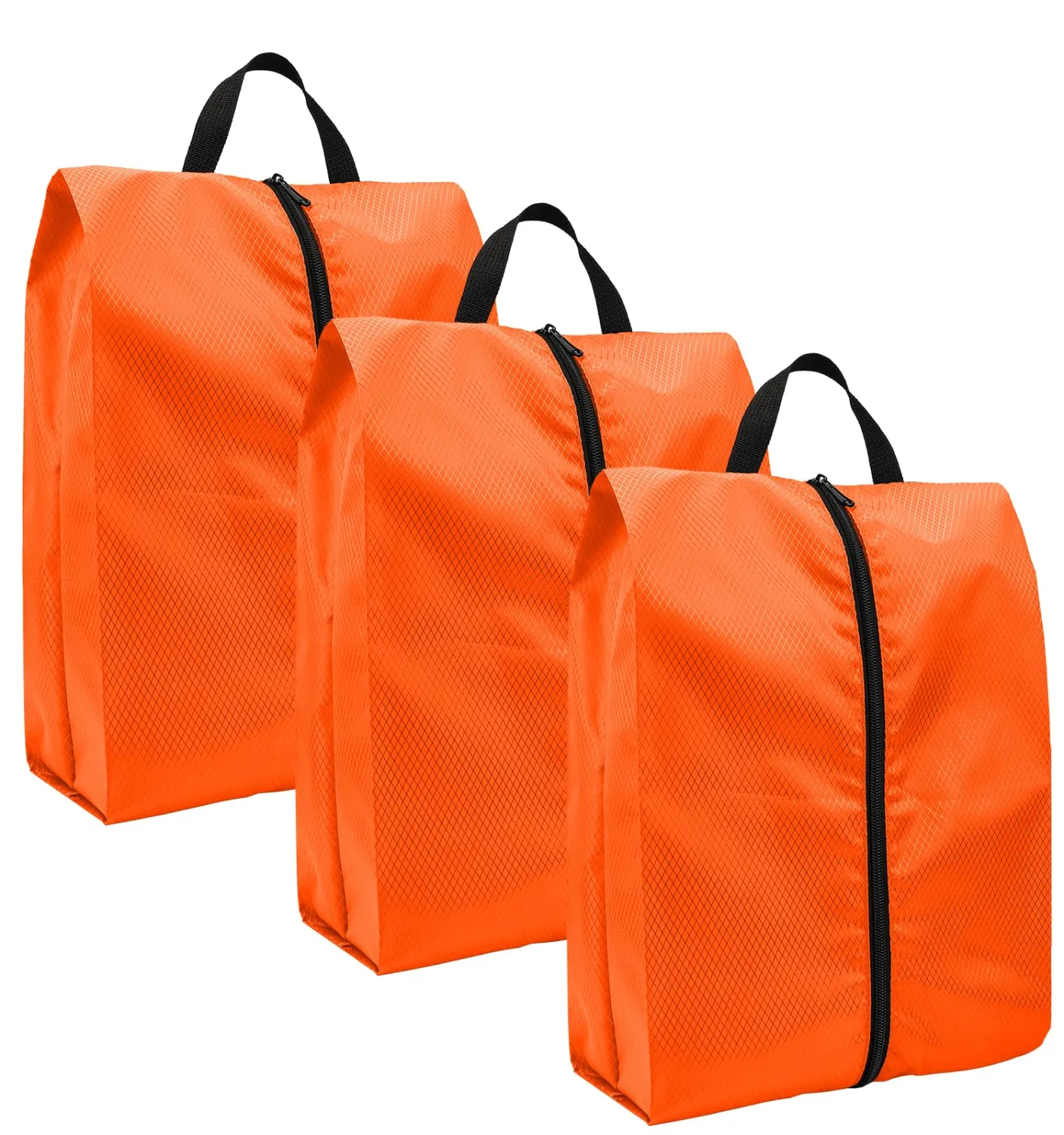 Teskyer 3 Pack Shoe Bags for Travel with Zipper Closure, Orange