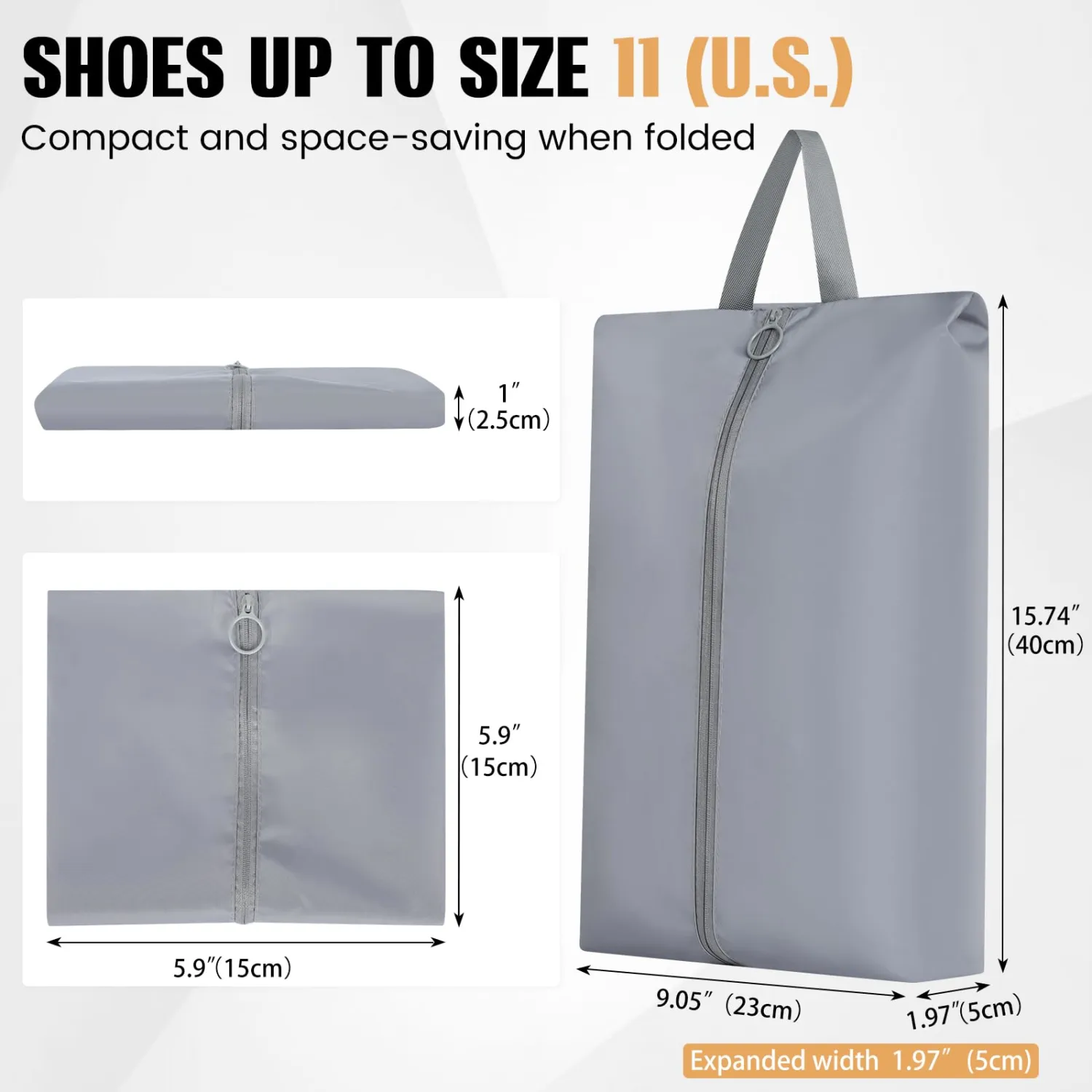 Shoe Bags for Travel - Set of 2 Oxford Fabric Shoe Bags, Multi-Functional Dust-Proof and Waterproof with Zipper Men & Women Travel Shoe Bag(Grey)