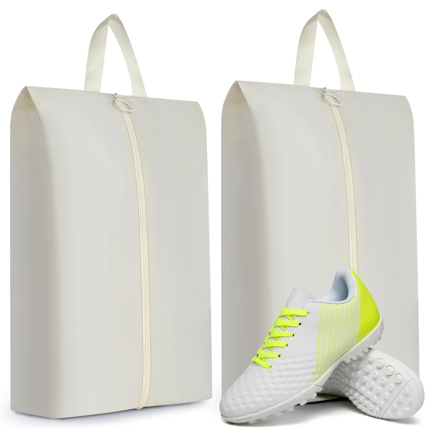 Shoe Bags for Travel - Set of 2 Oxford Fabric Shoe Bags, Multi-Functional Dust-Proof and Waterproof with Zipper Men & Women Travel Shoe Bag (Beige)