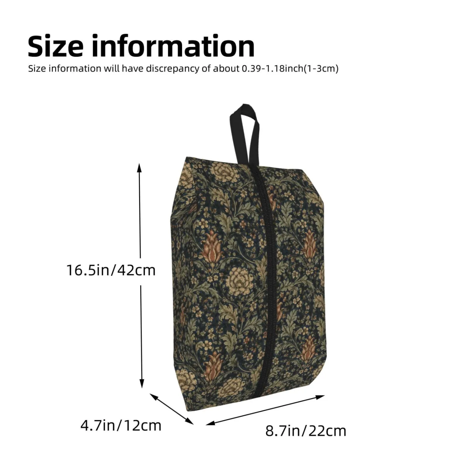Morrisstyle Victorian Floral Travel Shoe Bag for Men & Women, Waterproof Shoe Storage Organizer with Zipper, Portable Shoe Pouch for Sneakers, Heels, Sandals, Gym & Travel Luggage 2PCS