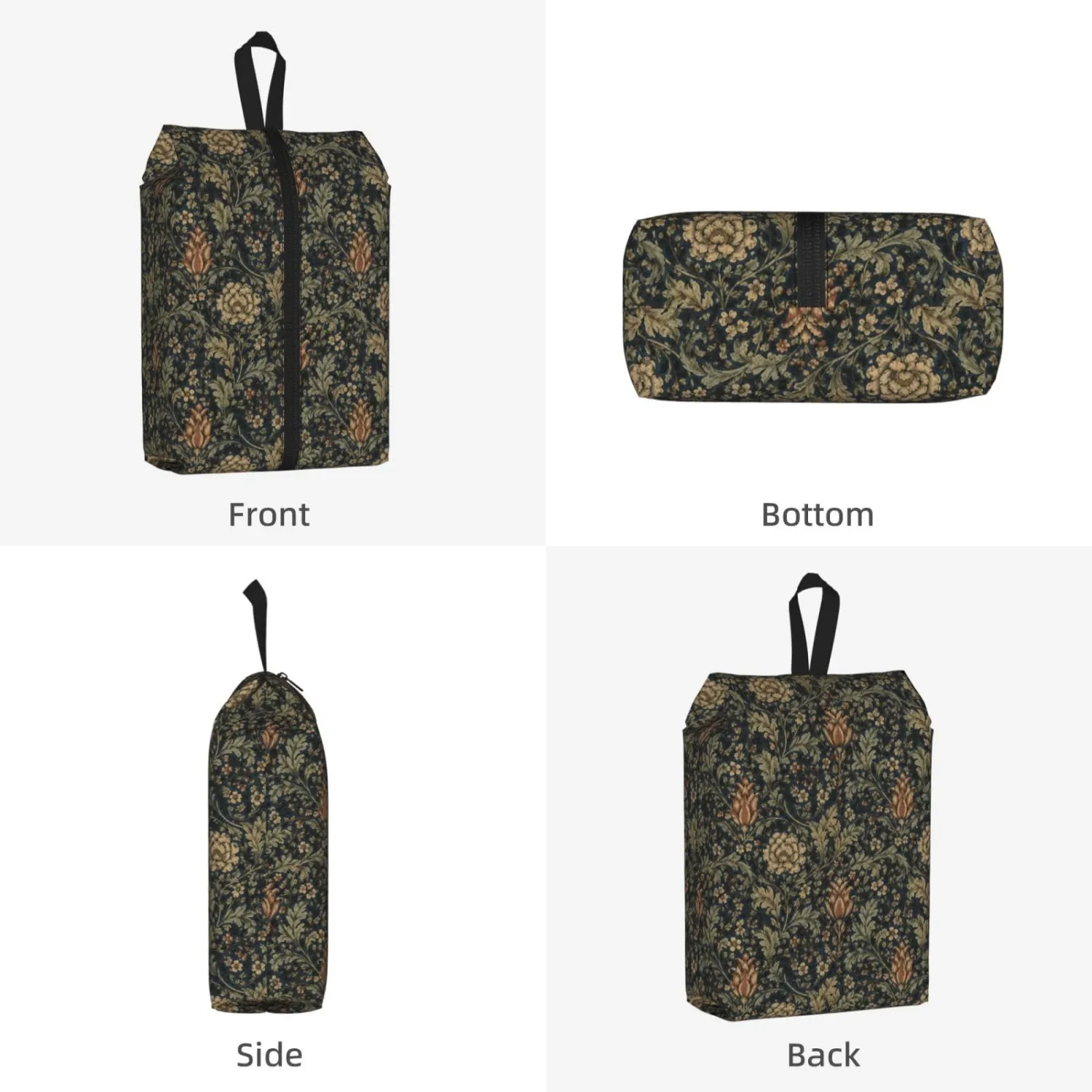 Morrisstyle Victorian Floral Travel Shoe Bag for Men & Women, Waterproof Shoe Storage Organizer with Zipper, Portable Shoe Pouch for Sneakers, Heels, Sandals, Gym & Travel Luggage 2PCS