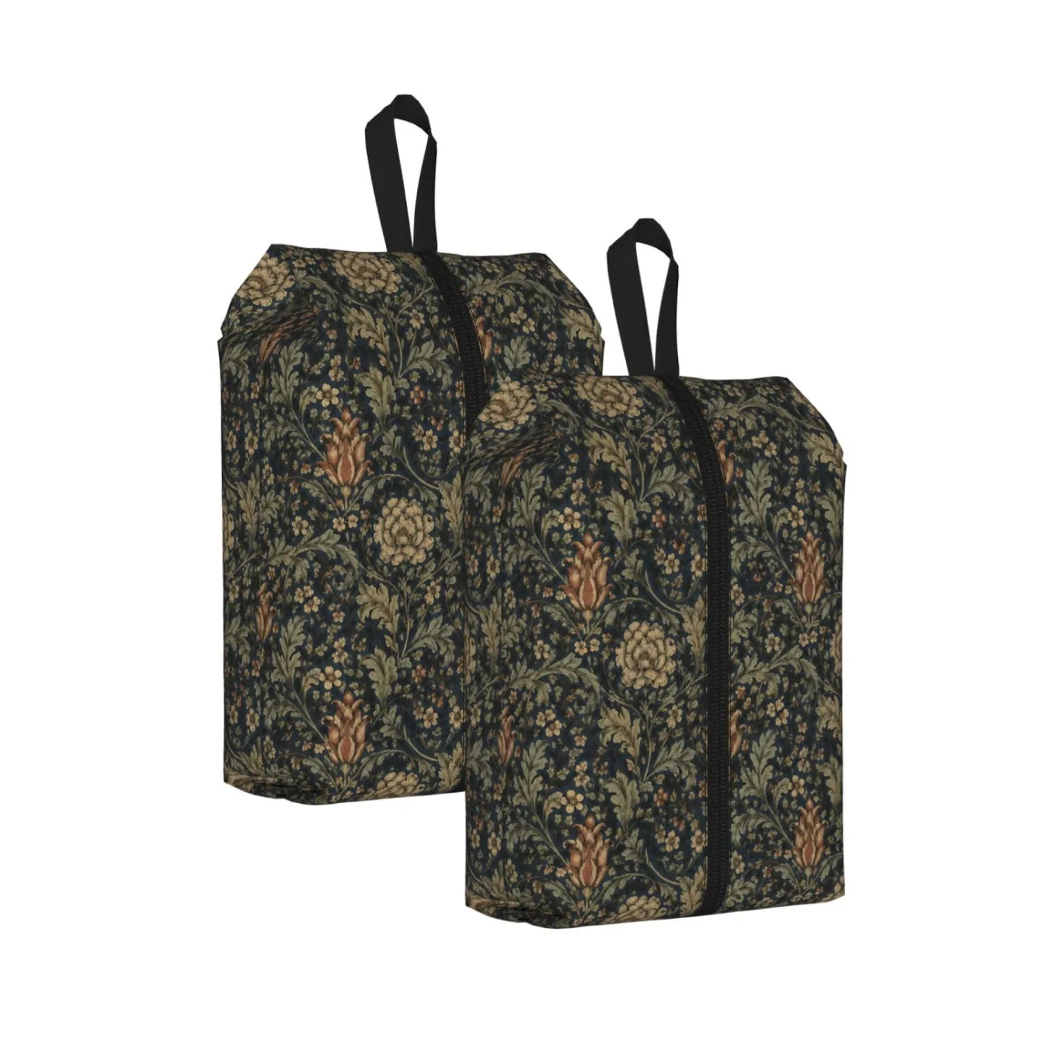 Morrisstyle Victorian Floral Travel Shoe Bag for Men & Women, Waterproof Shoe Storage Organizer with Zipper, Portable Shoe Pouch for Sneakers, Heels, Sandals, Gym & Travel Luggage 2PCS