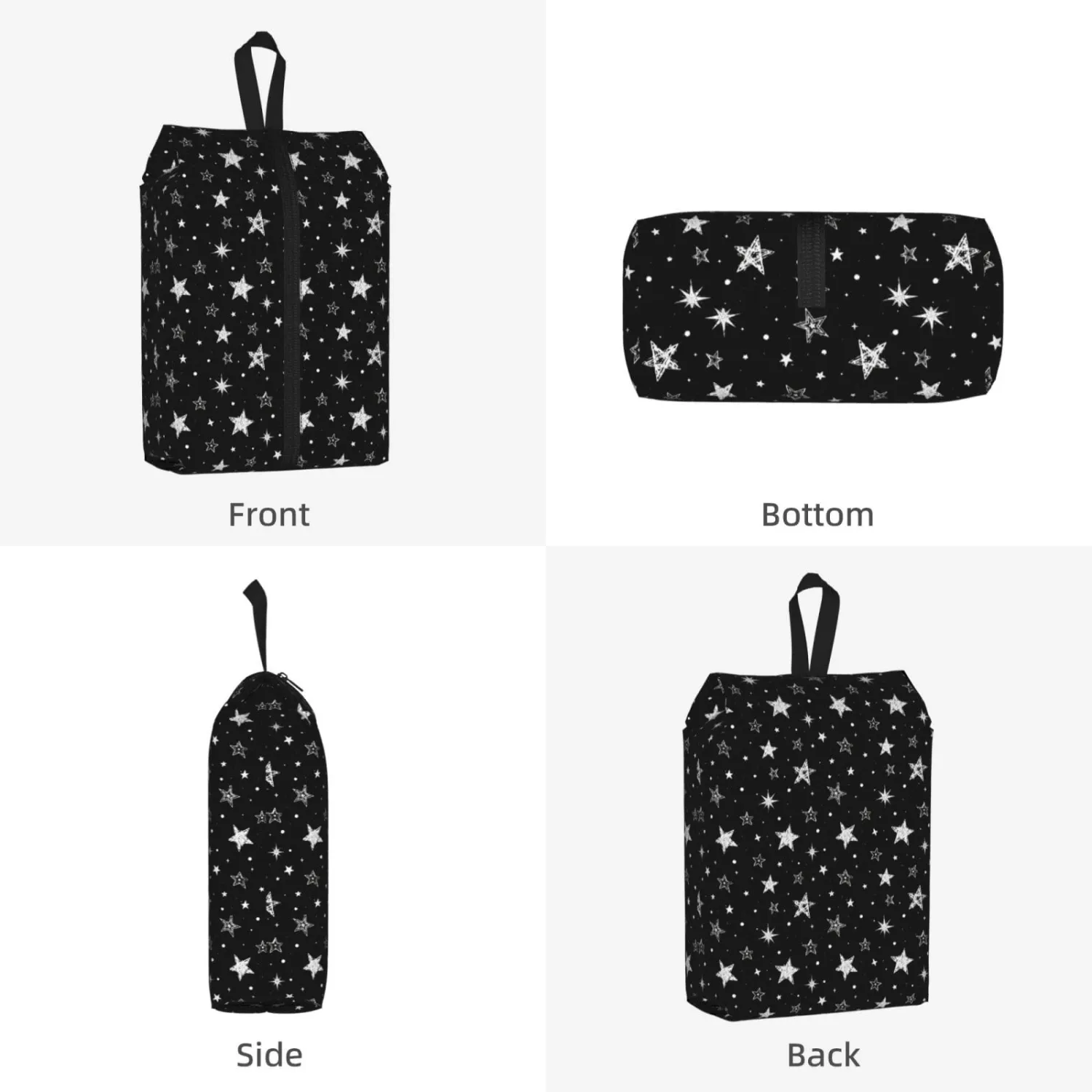 Cute Doodle Stars Travel Shoe Bag for Men & Women, Waterproof Shoe Storage Organizer with Zipper, Portable Shoe Pouch for Sneakers, Heels, Sandals, Gym & Travel Luggage 2PCS