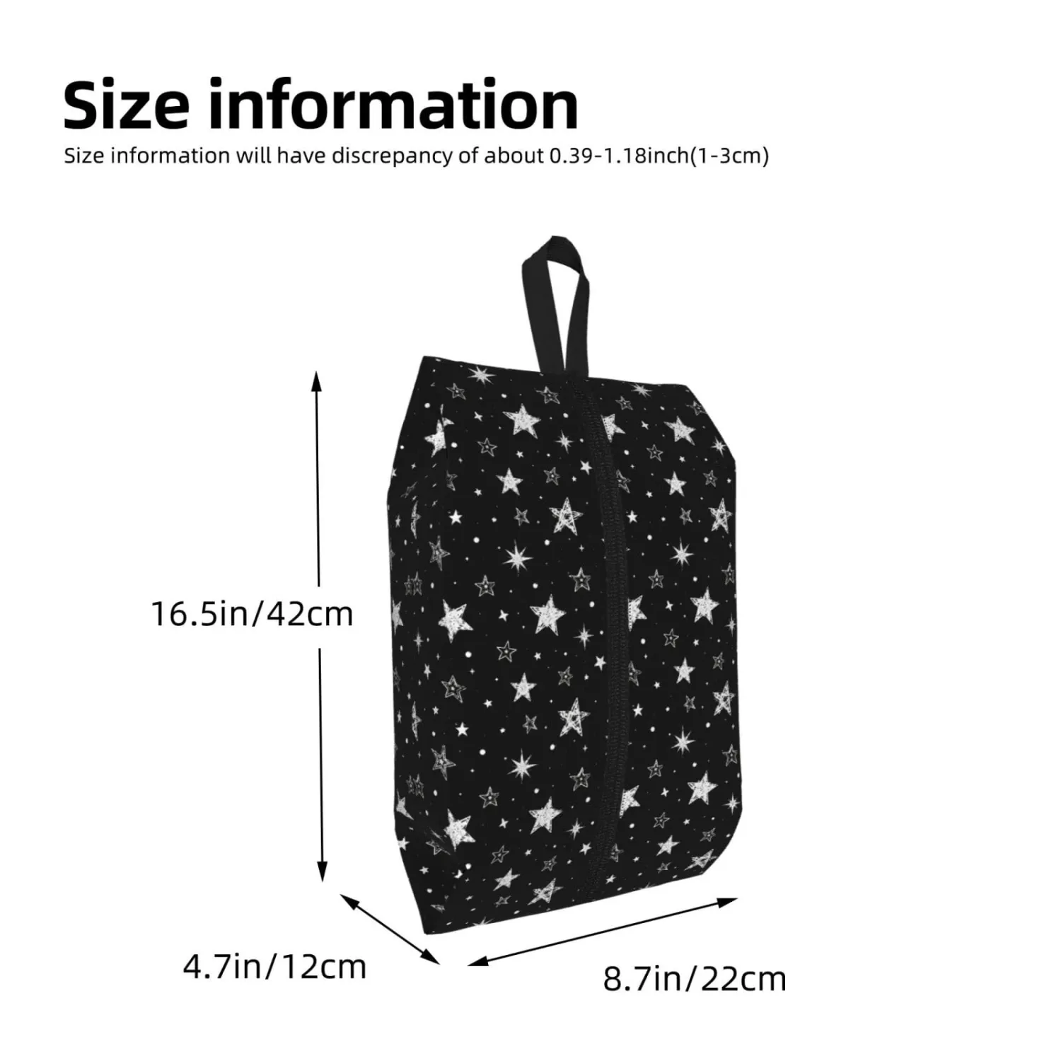 Cute Doodle Stars Travel Shoe Bag for Men & Women, Waterproof Shoe Storage Organizer with Zipper, Portable Shoe Pouch for Sneakers, Heels, Sandals, Gym & Travel Luggage 2PCS