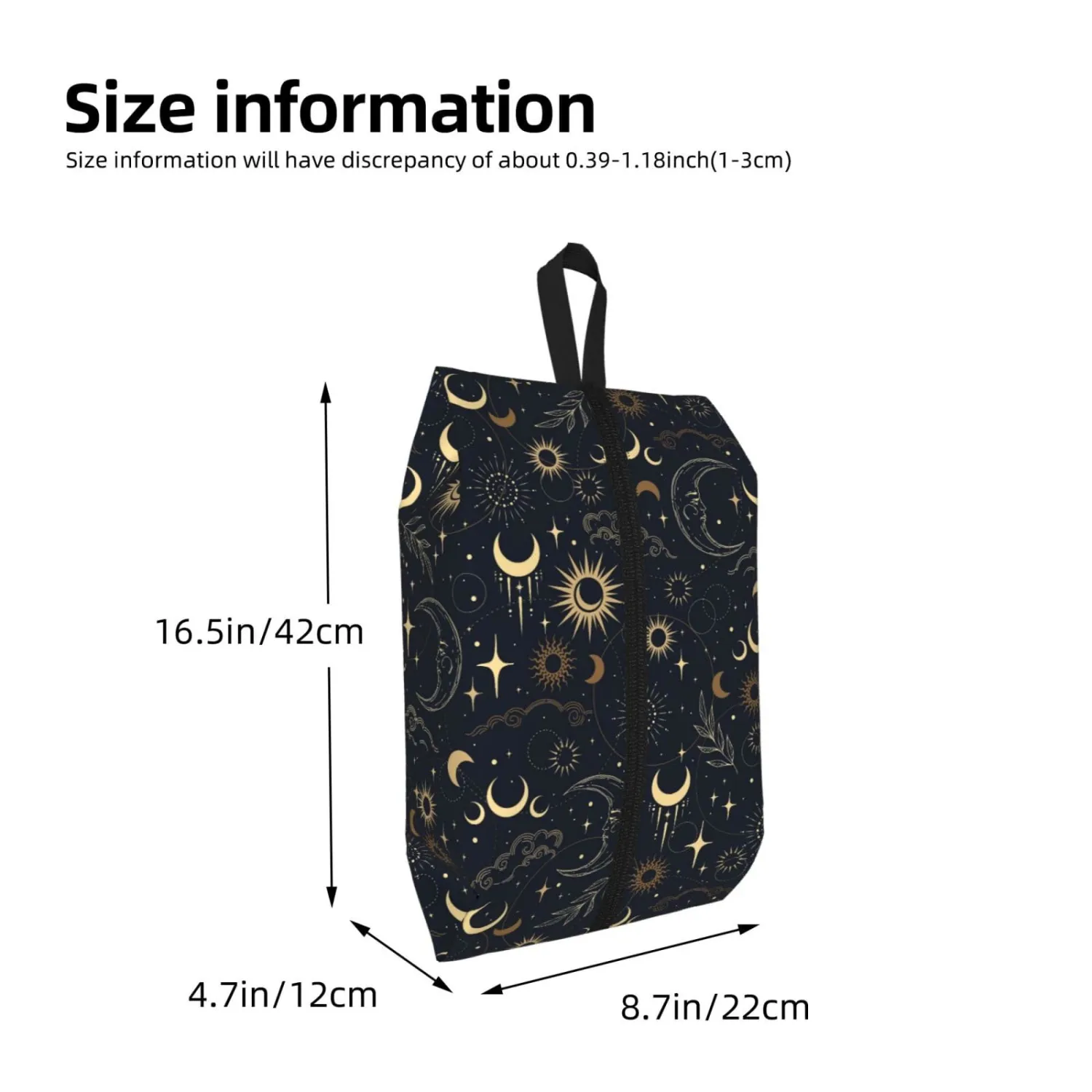 Boho Magic Celestial Travel Shoe Bag for Men & Women, Waterproof Shoe Storage Organizer with Zipper, Portable Shoe Pouch for Sneakers, Heels, Sandals, Gym & Travel Luggage 2PCS