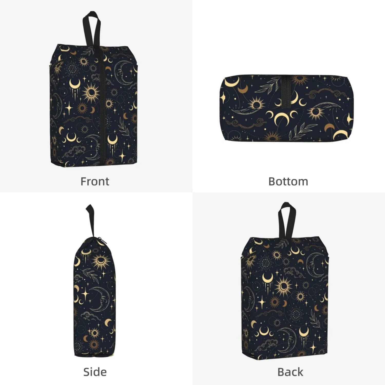 Boho Magic Celestial Travel Shoe Bag for Men & Women, Waterproof Shoe Storage Organizer with Zipper, Portable Shoe Pouch for Sneakers, Heels, Sandals, Gym & Travel Luggage 2PCS