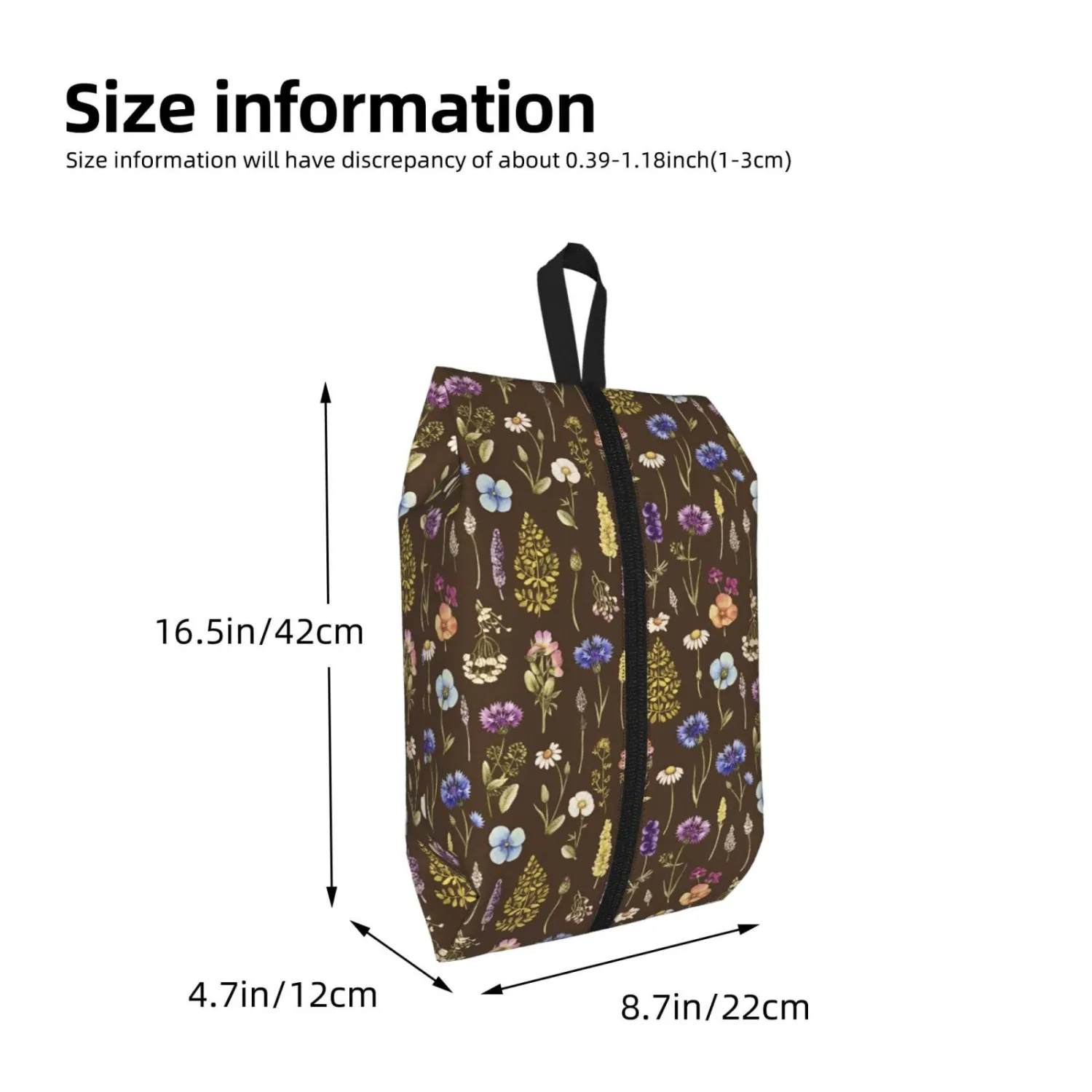 Vintage Botanical Cornflower Daisy Travel Shoe Bag for Men & Women, Waterproof Shoe Storage Organizer with Zipper, Portable Shoe Pouch for Sneakers, Heels, Sandals, Gym & Travel Luggage 2PCS