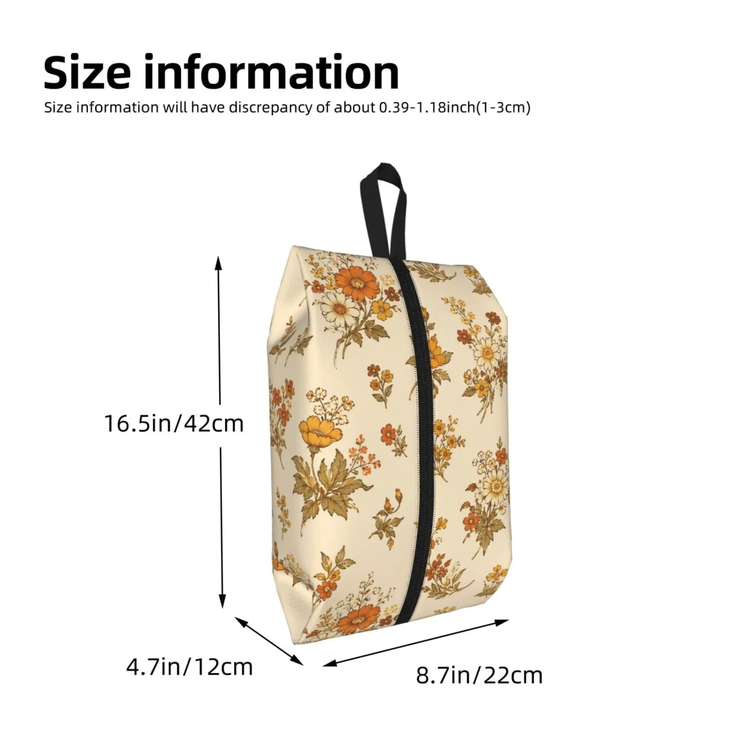 Vintage William Morris Style Floral Travel Shoe Bag for Men & Women, Waterproof Shoe Storage Organizer with Zipper, Portable Shoe Pouch for Sneakers, Heels, Sandals, Gym & Travel Luggage 2PCS