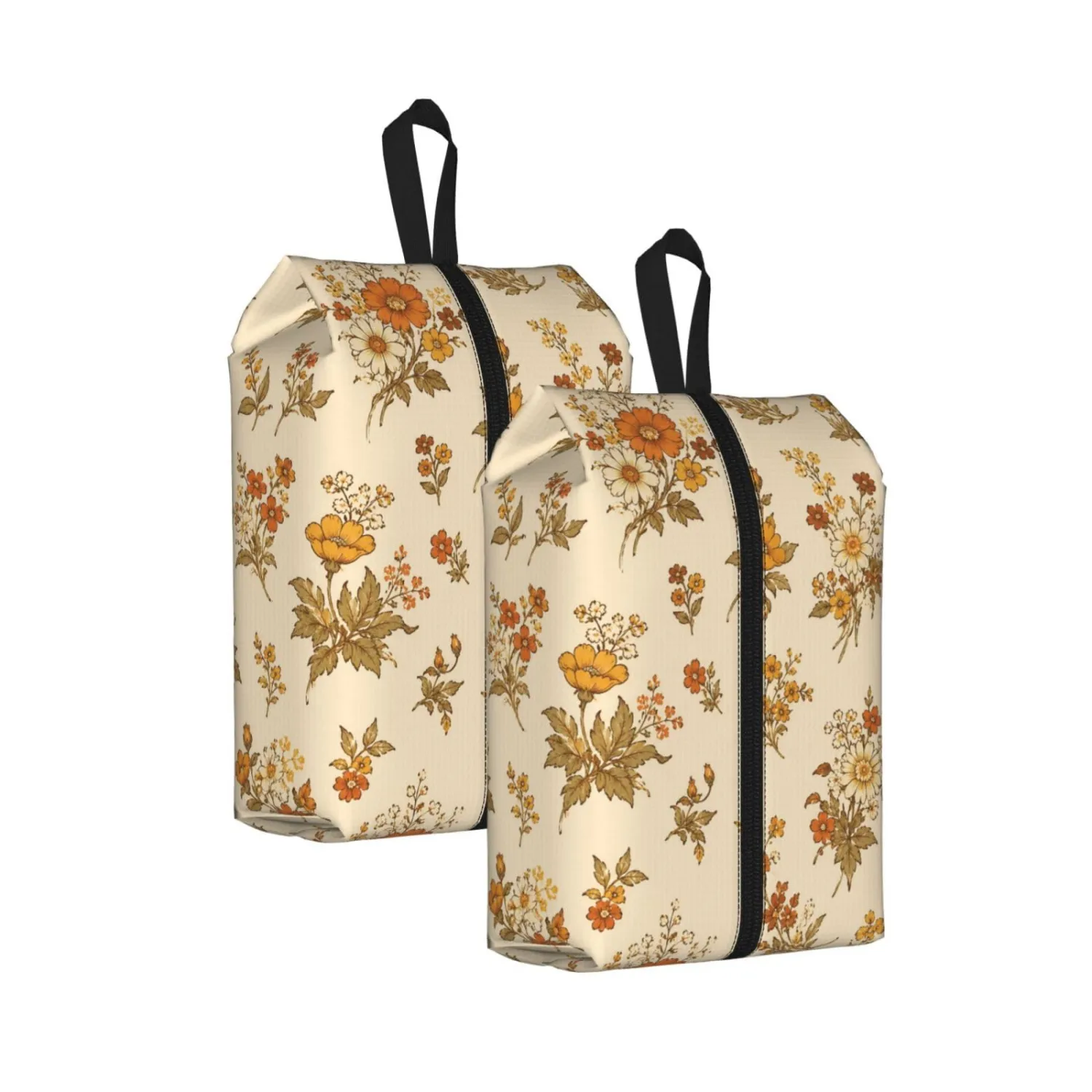 Vintage William Morris Style Floral Travel Shoe Bag for Men & Women, Waterproof Shoe Storage Organizer with Zipper, Portable Shoe Pouch for Sneakers, Heels, Sandals, Gym & Travel Luggage 2PCS